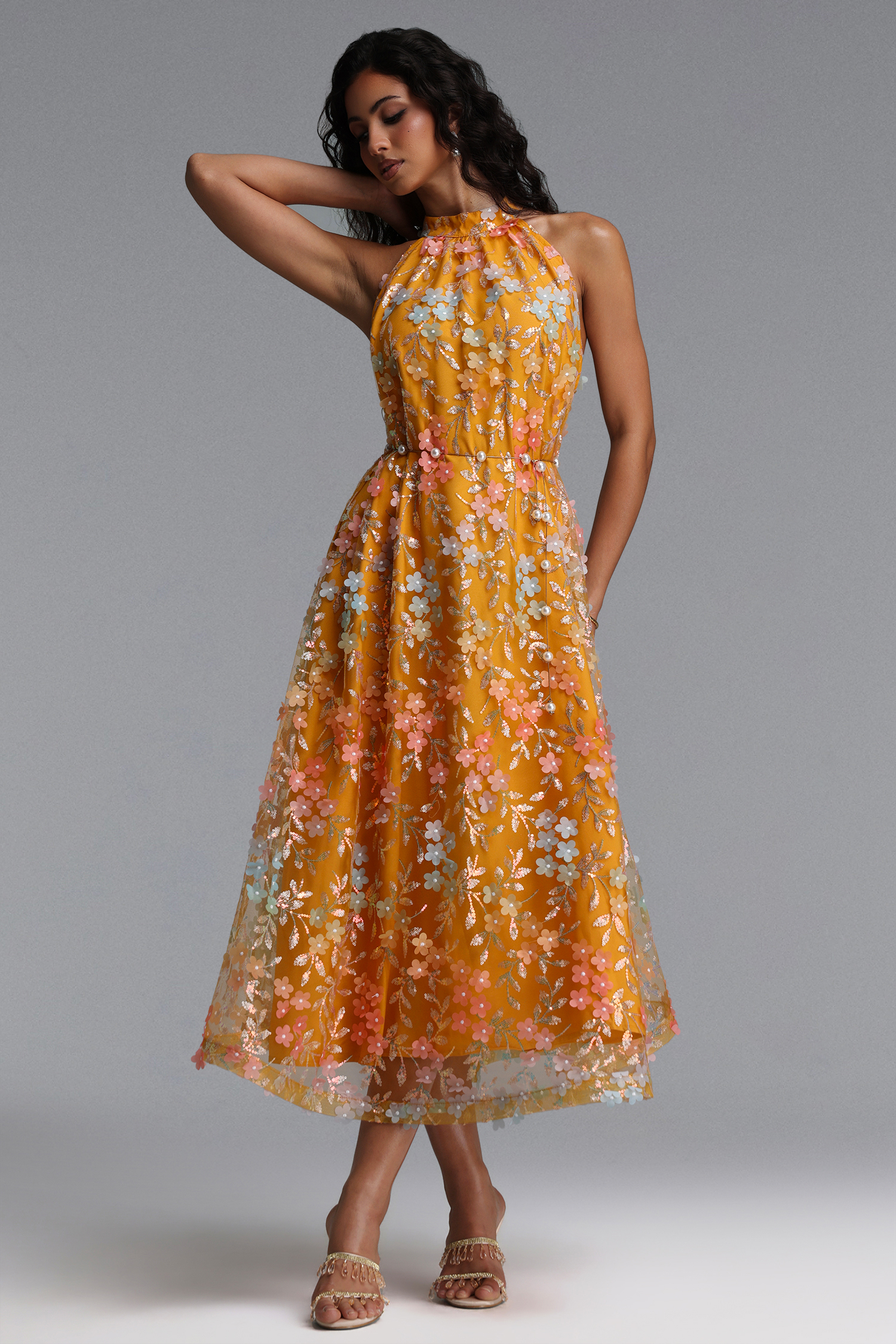 Vleah Resort Flowy Sleeveless Floral Woven Maxi Dress