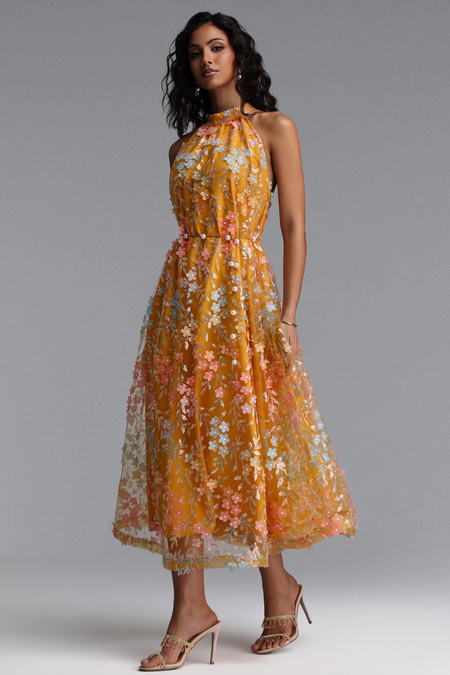 Vleah Resort Flowy Sleeveless Floral Woven Maxi Dress