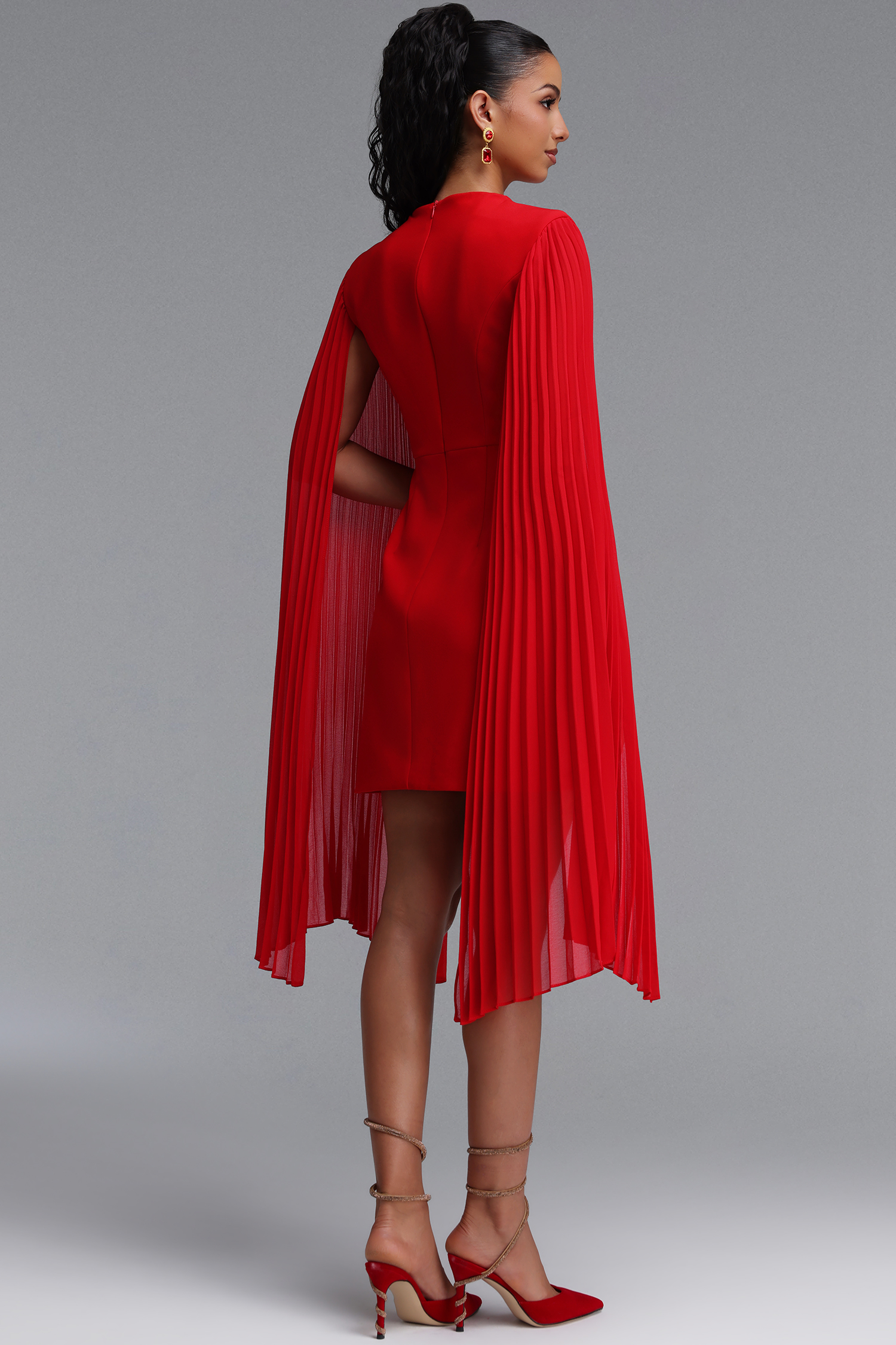Diona Elegant Cinched Waist Ruched A Line Woven Mini Dress