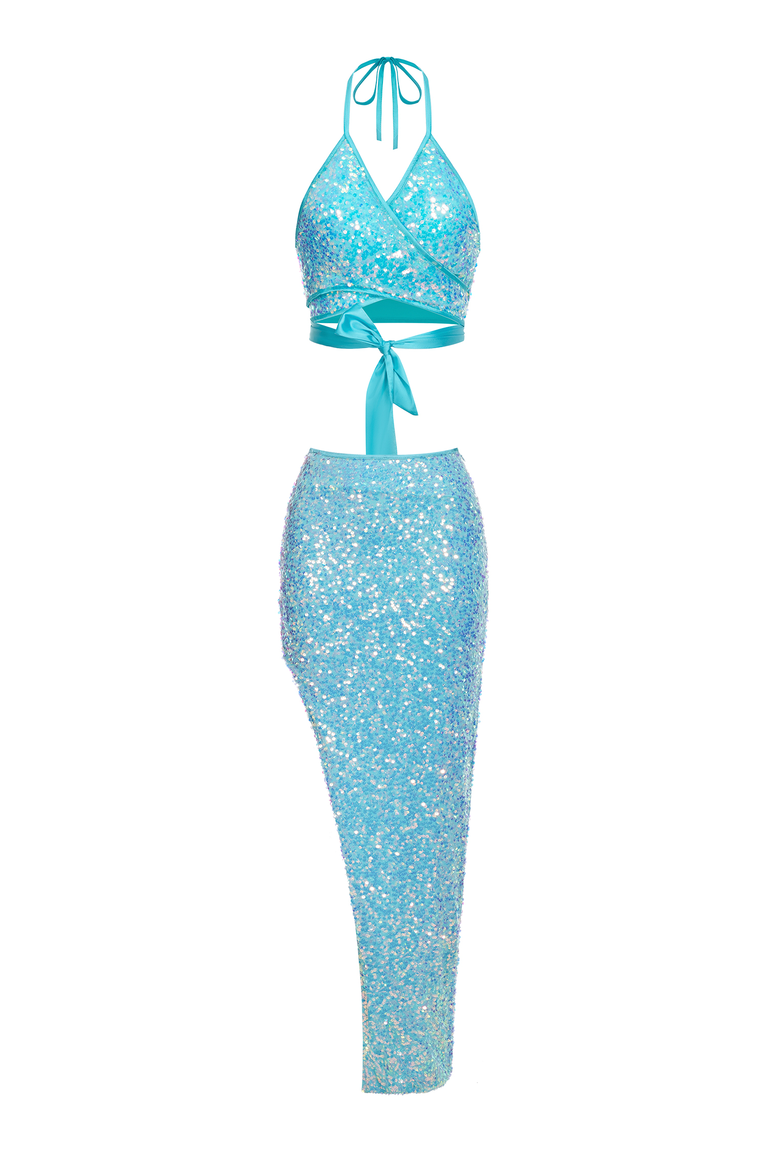Werko Sequins Strappy Slit Dress