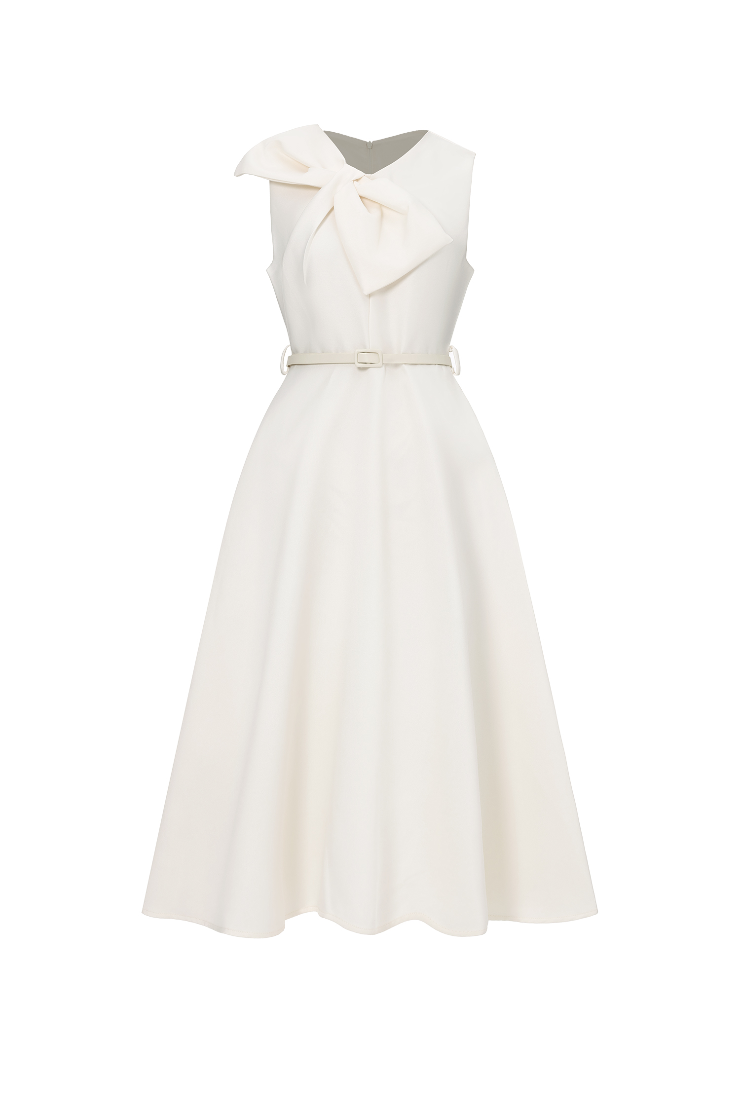 Fallon Elegant Tailored Sleeveless Bow Detailed Woven Maxi Dress