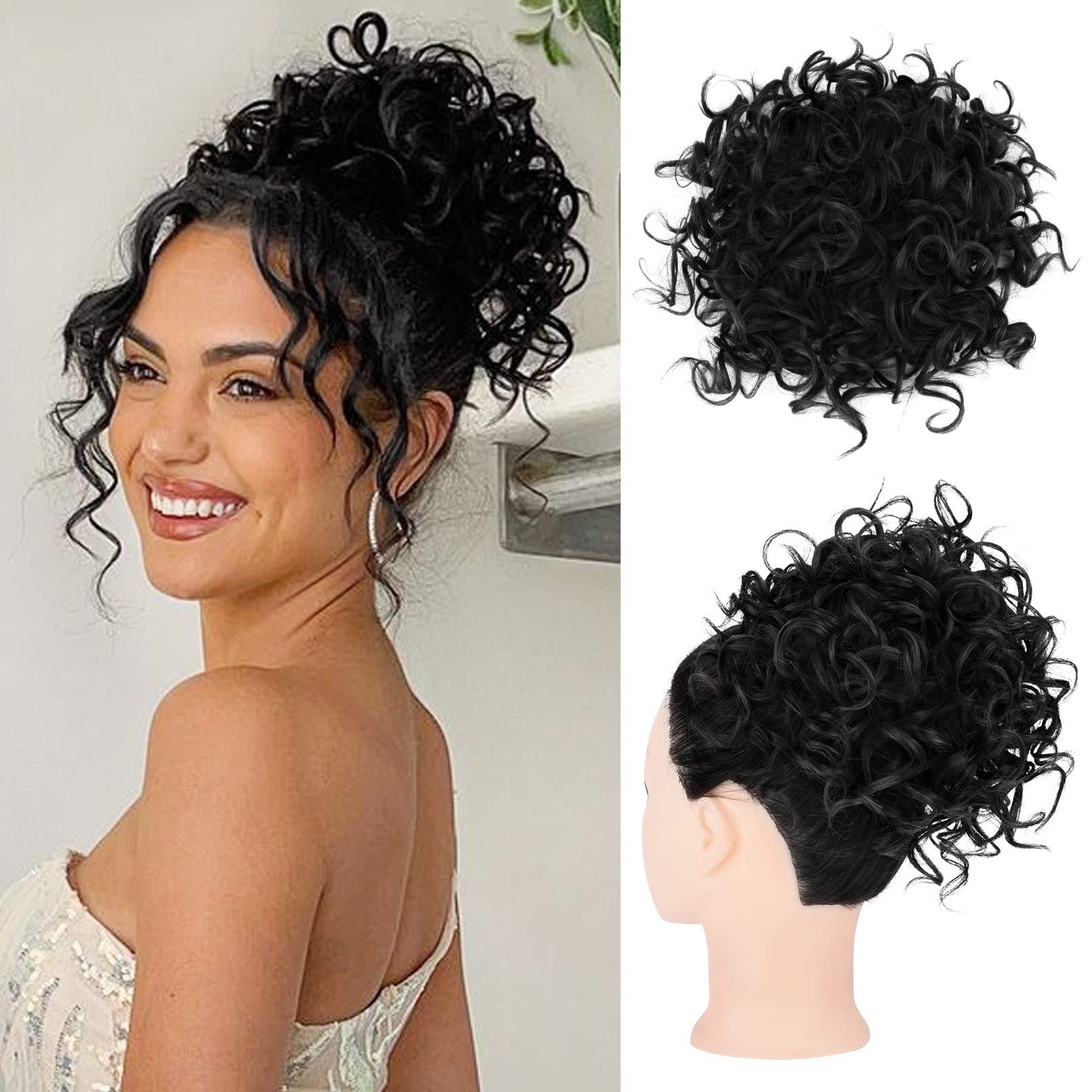 📢📢50% OFF !! Elastic Drawstring Loose Short Curly Bun