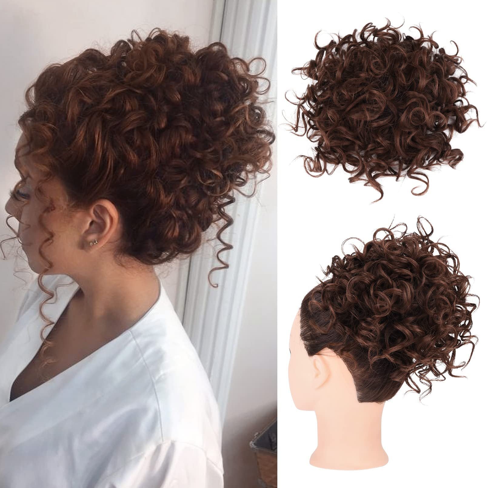📢📢50% OFF !! Elastic Drawstring Loose Short Curly Bun