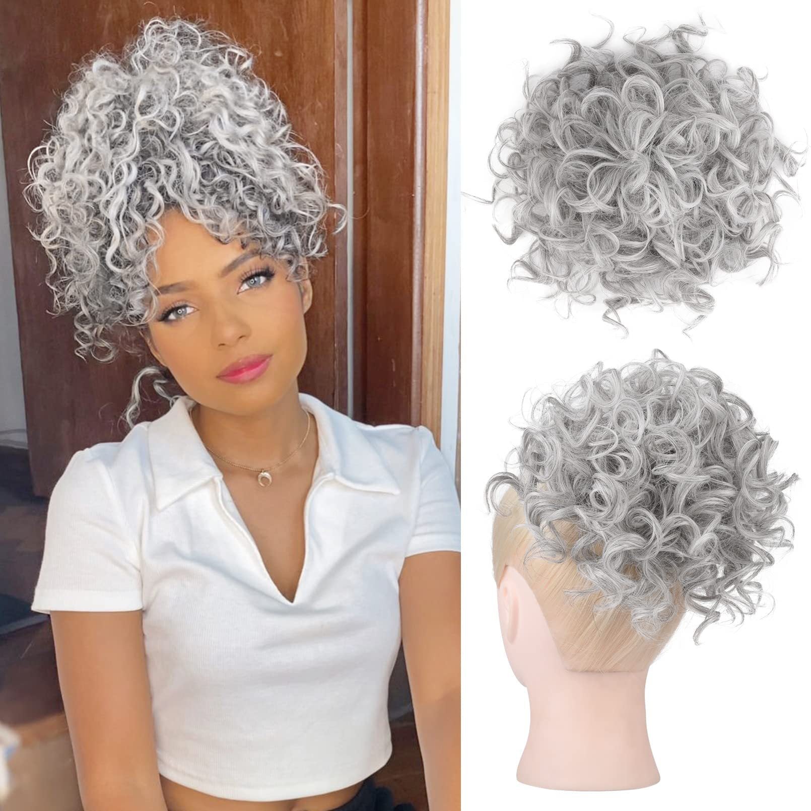 📢📢50% OFF !! Elastic Drawstring Loose Short Curly Bun