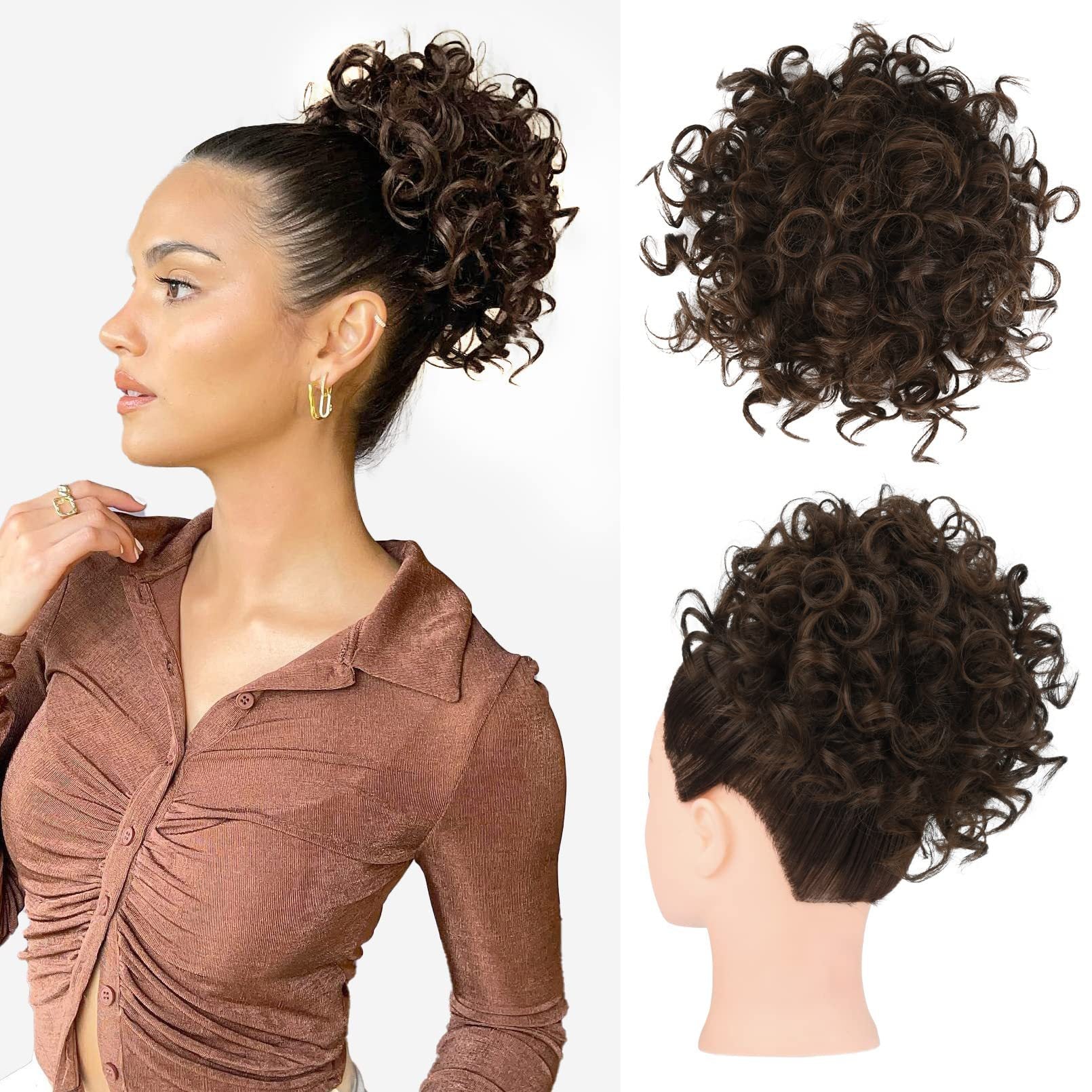 📢📢50% OFF !! Elastic Drawstring Loose Short Curly Bun