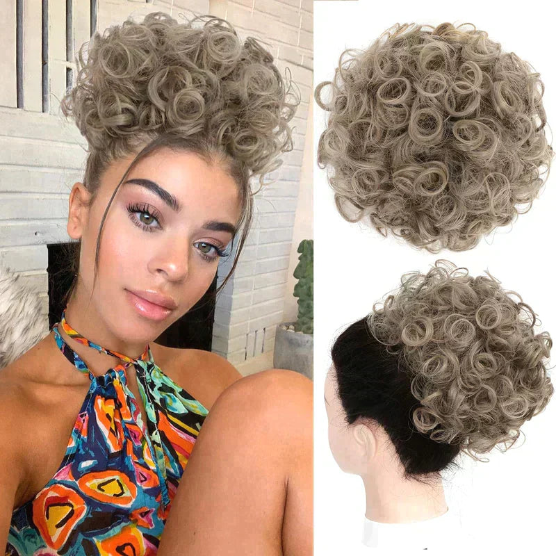 📢📢50% OFF !! Elastic Drawstring Loose Short Curly Bun