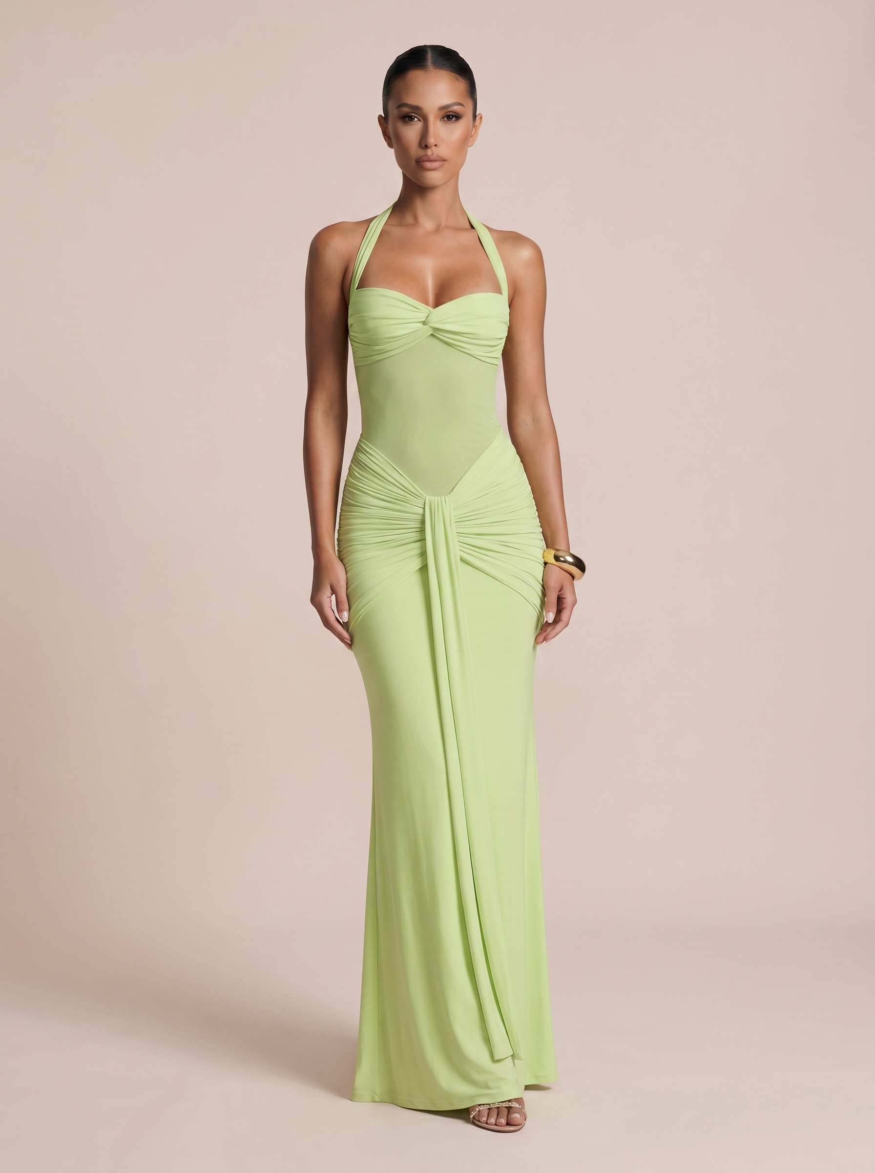 Avrilyaan Mesh Patchwork Perspective Party Sexy Dresses Halter Sleeveless Elegant Long Dress Women 2025 Summer Dress Vestidos