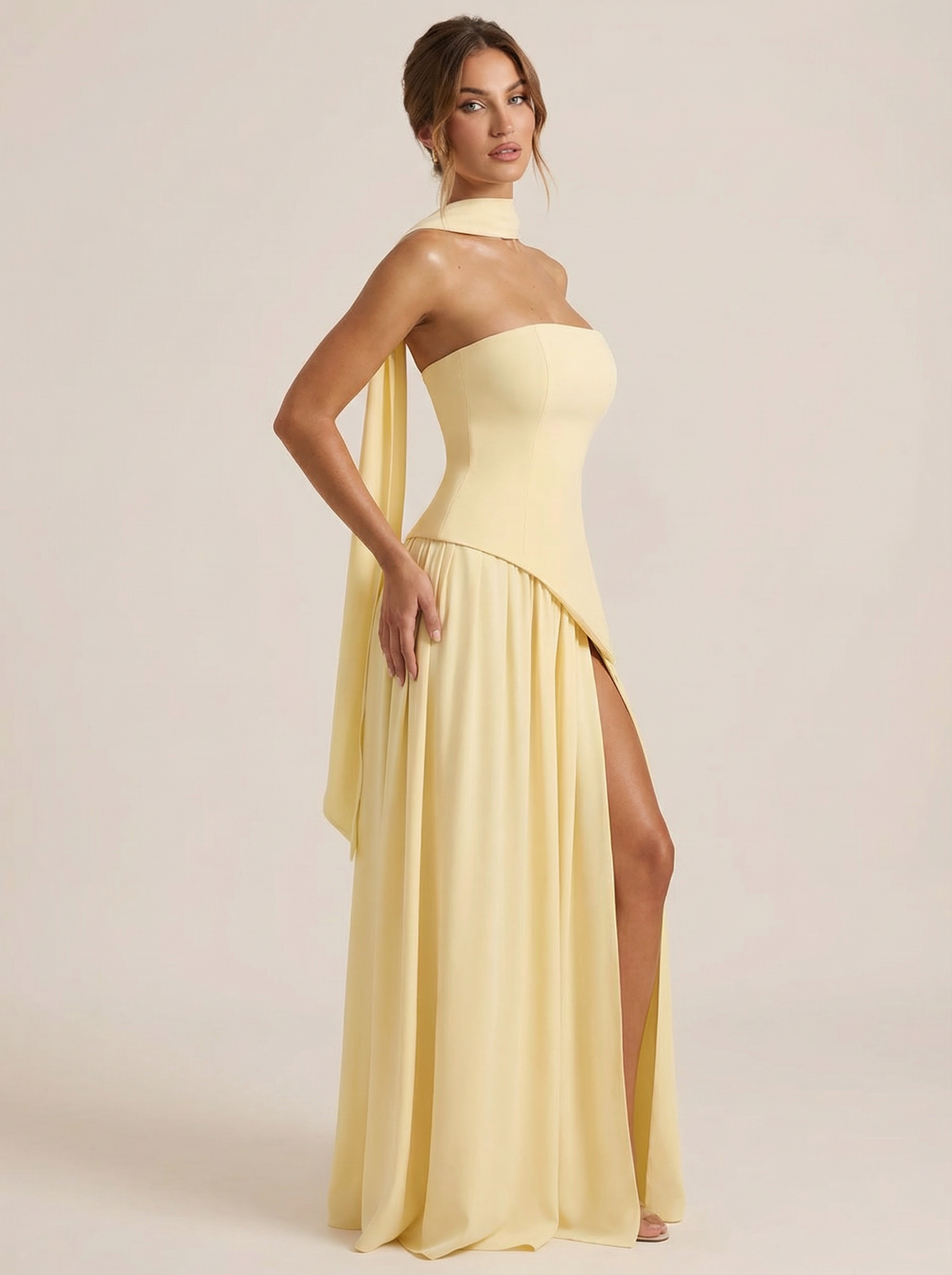 Raya Elegant Scarf Strapless Maxi Dress - Sale