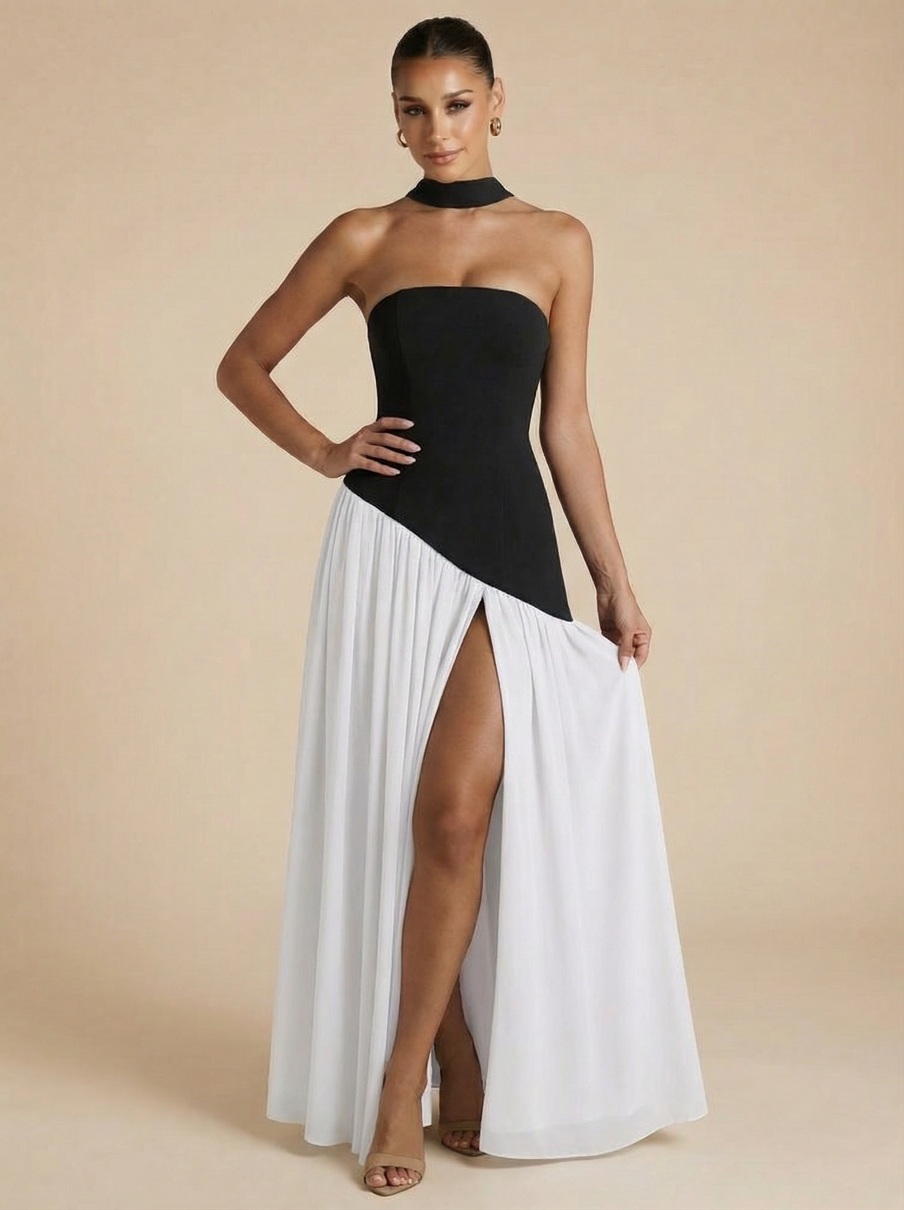 Raya Elegant Scarf Strapless Maxi Dress - Sale