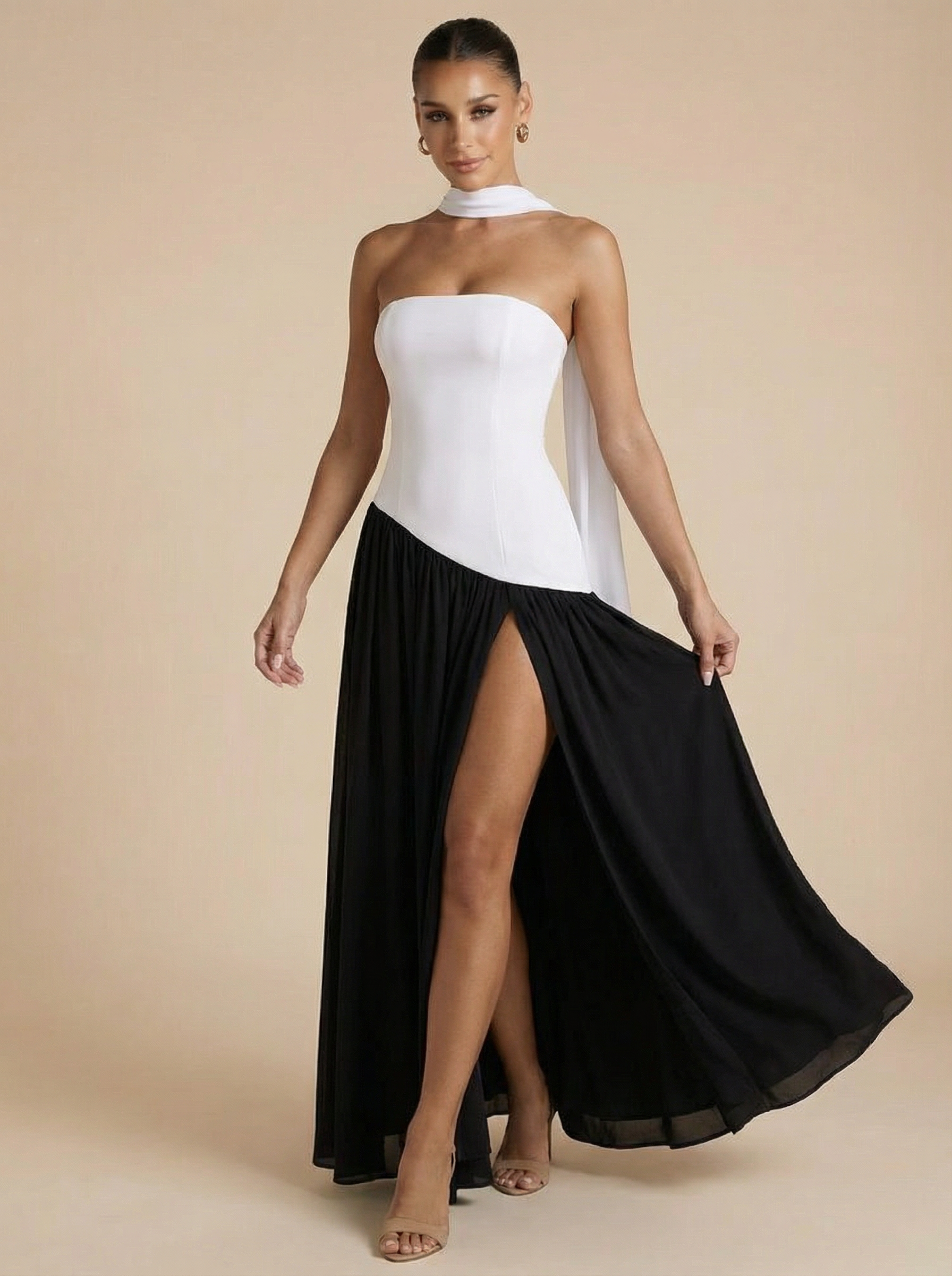 Raya Elegant Scarf Strapless Maxi Dress - Sale