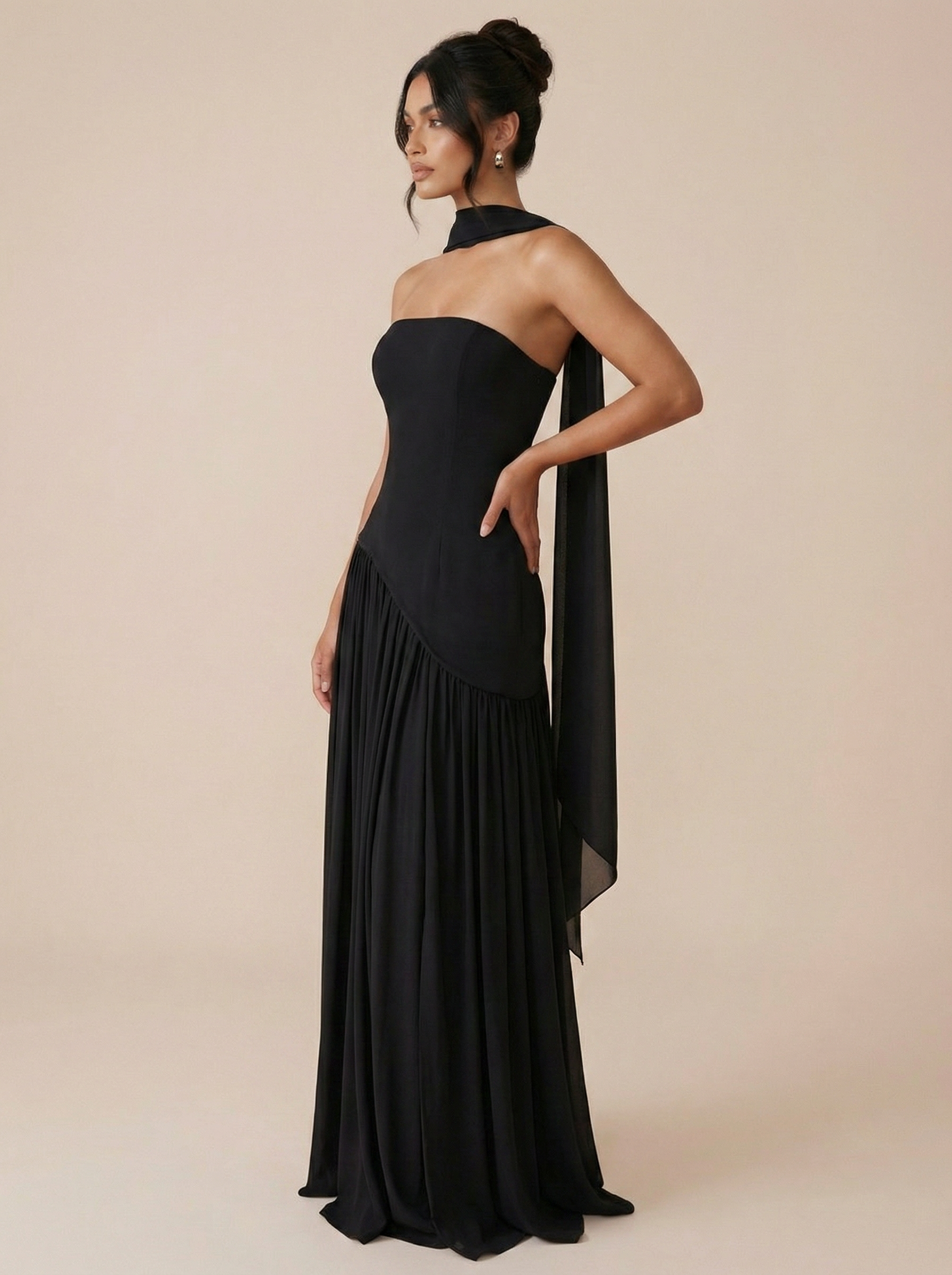 Raya Elegant Scarf Strapless Maxi Dress - Sale