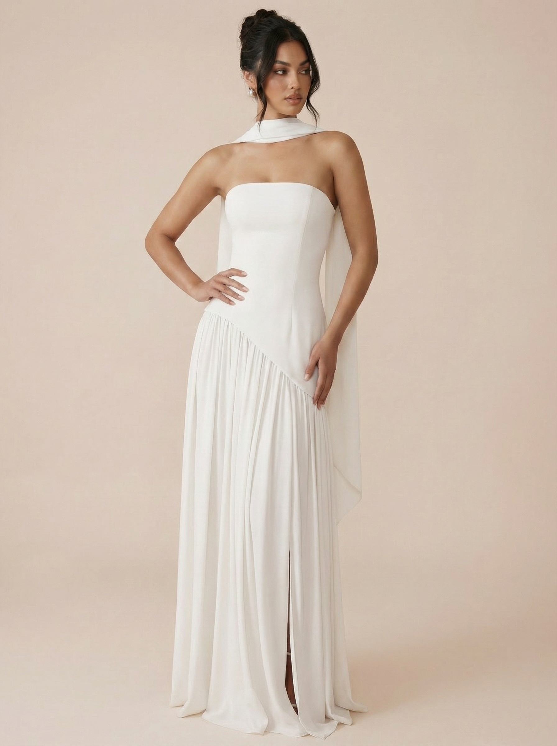 Raya Elegant Scarf Strapless Maxi Dress - Sale