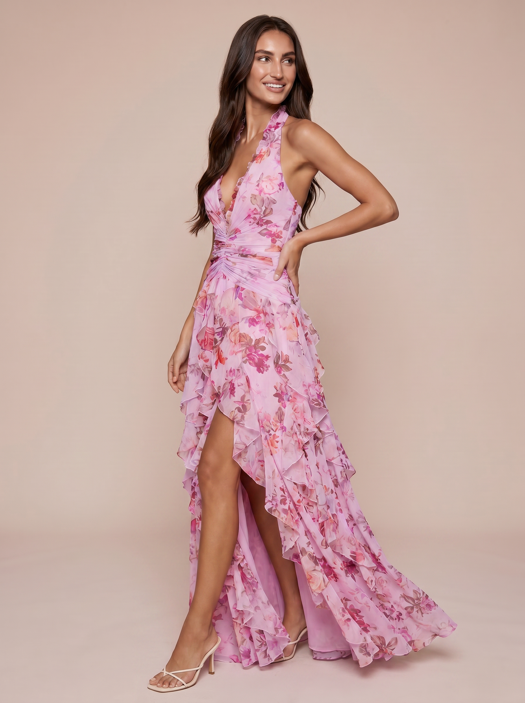 Felicity Sleeveless Summer Floral Ruffle Maxi Dress