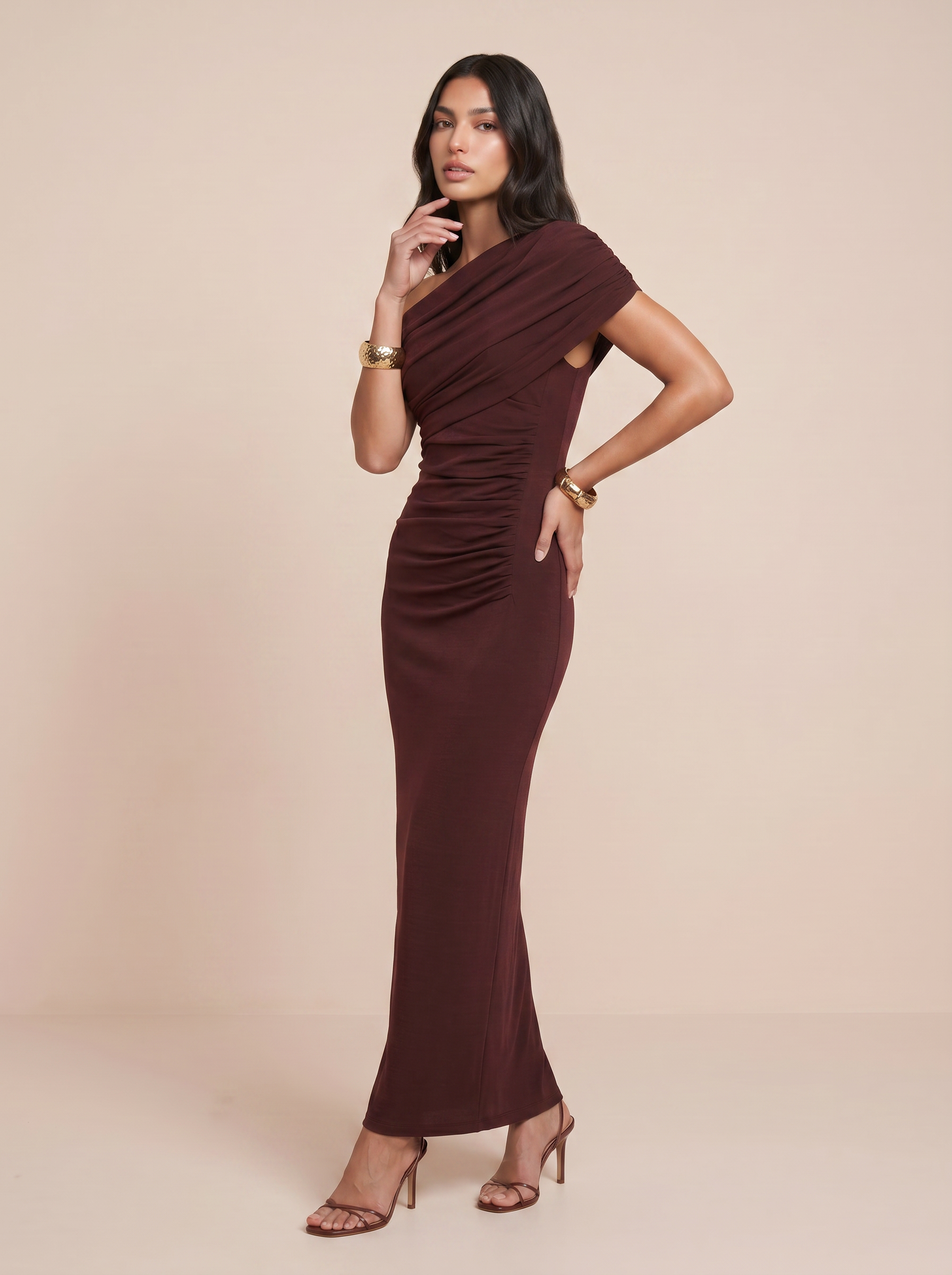 Nica Burgundy One Shoulder Bodycon Maxi Dress – Jaiella