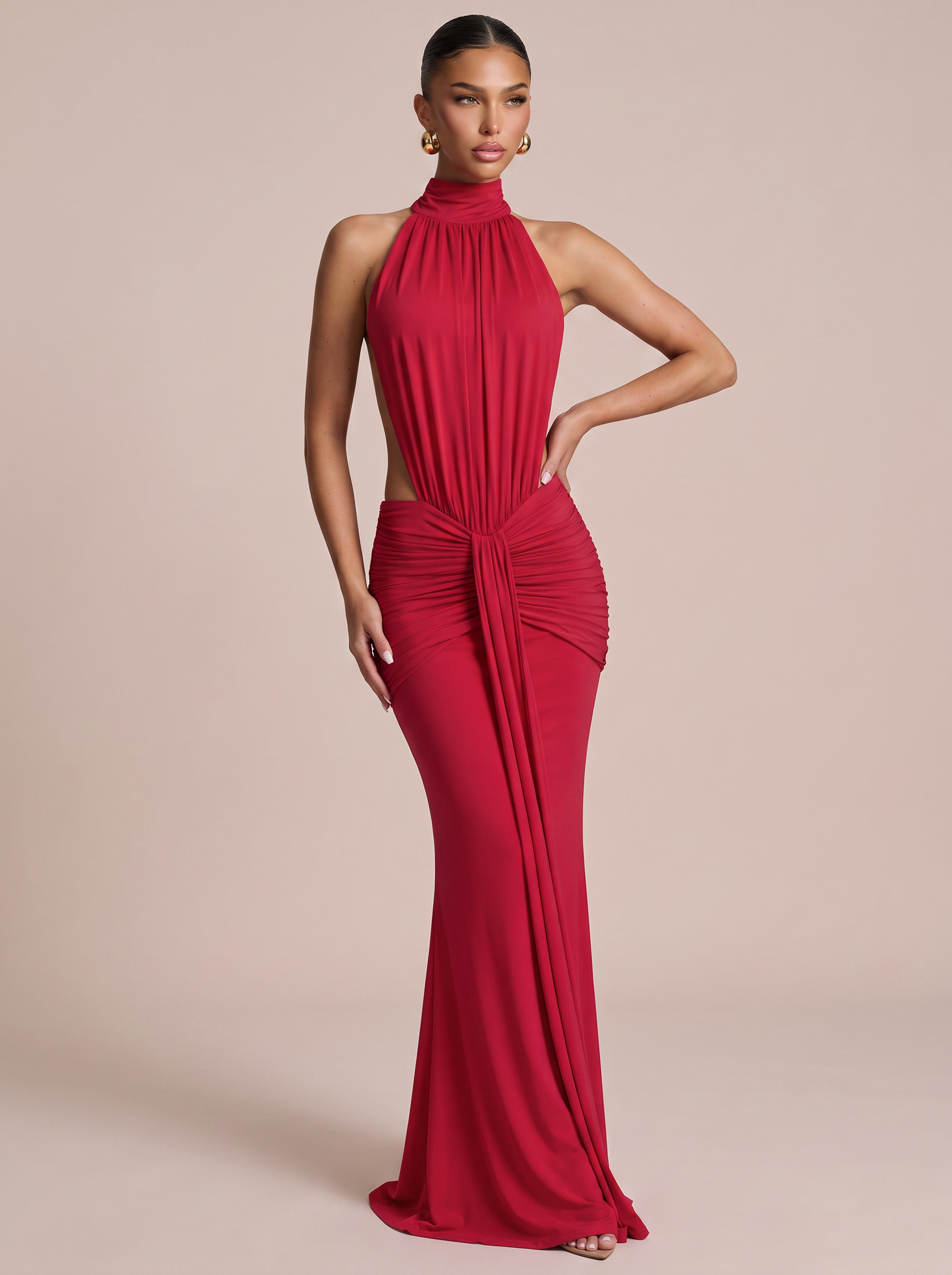 Yassima Turtleneck Backless Bodycon Maxi Dress