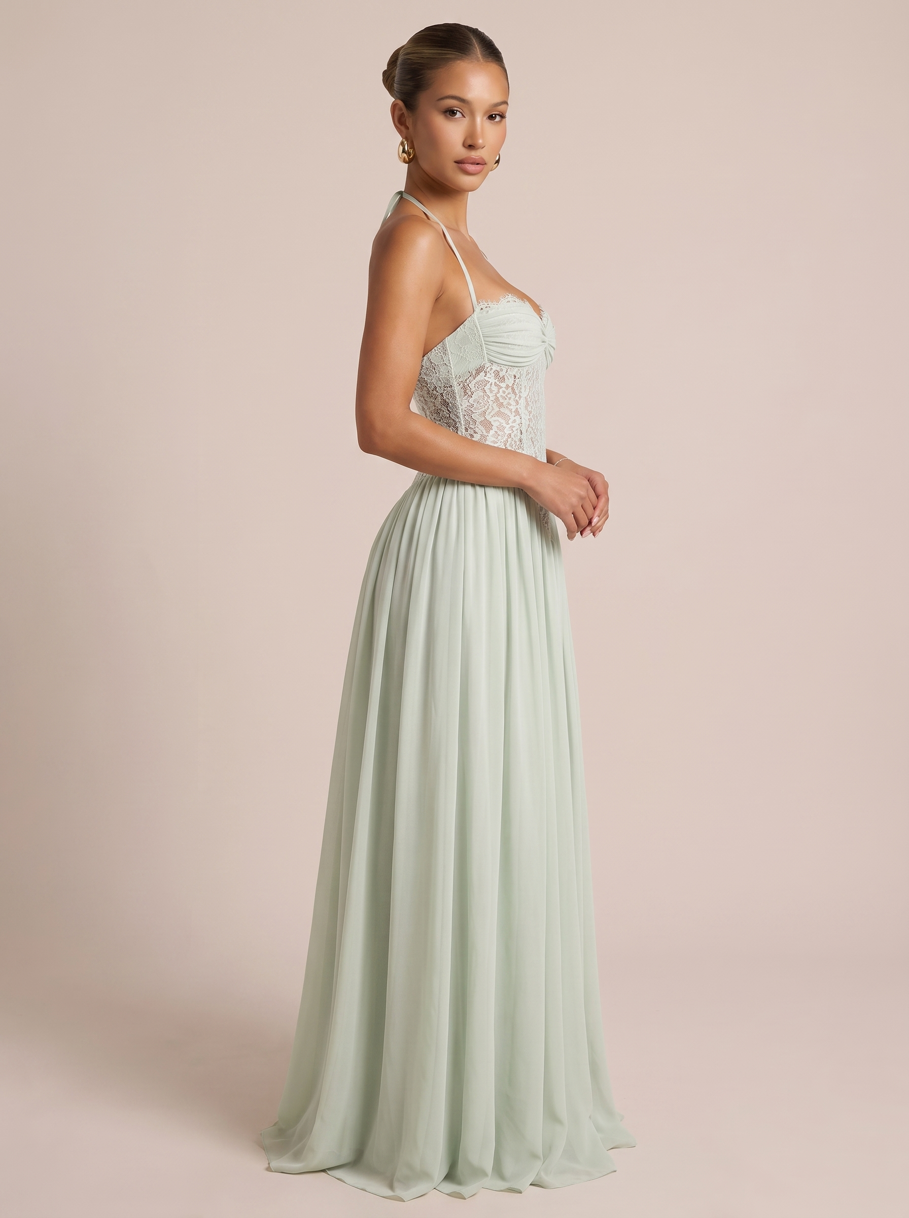 Kulture Lace Sleeveless Ruched Maxi Dress