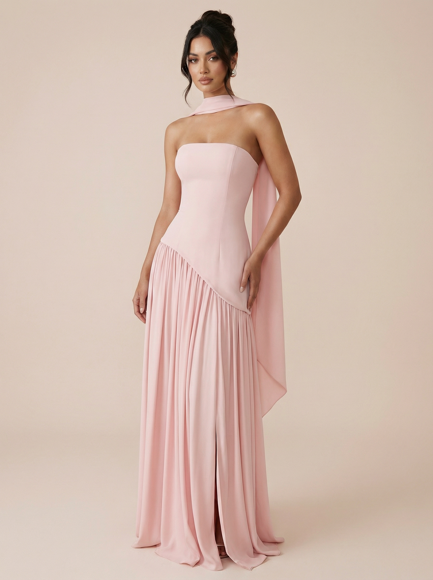Raya Elegant Scarf Strapless Maxi Dress - Sale