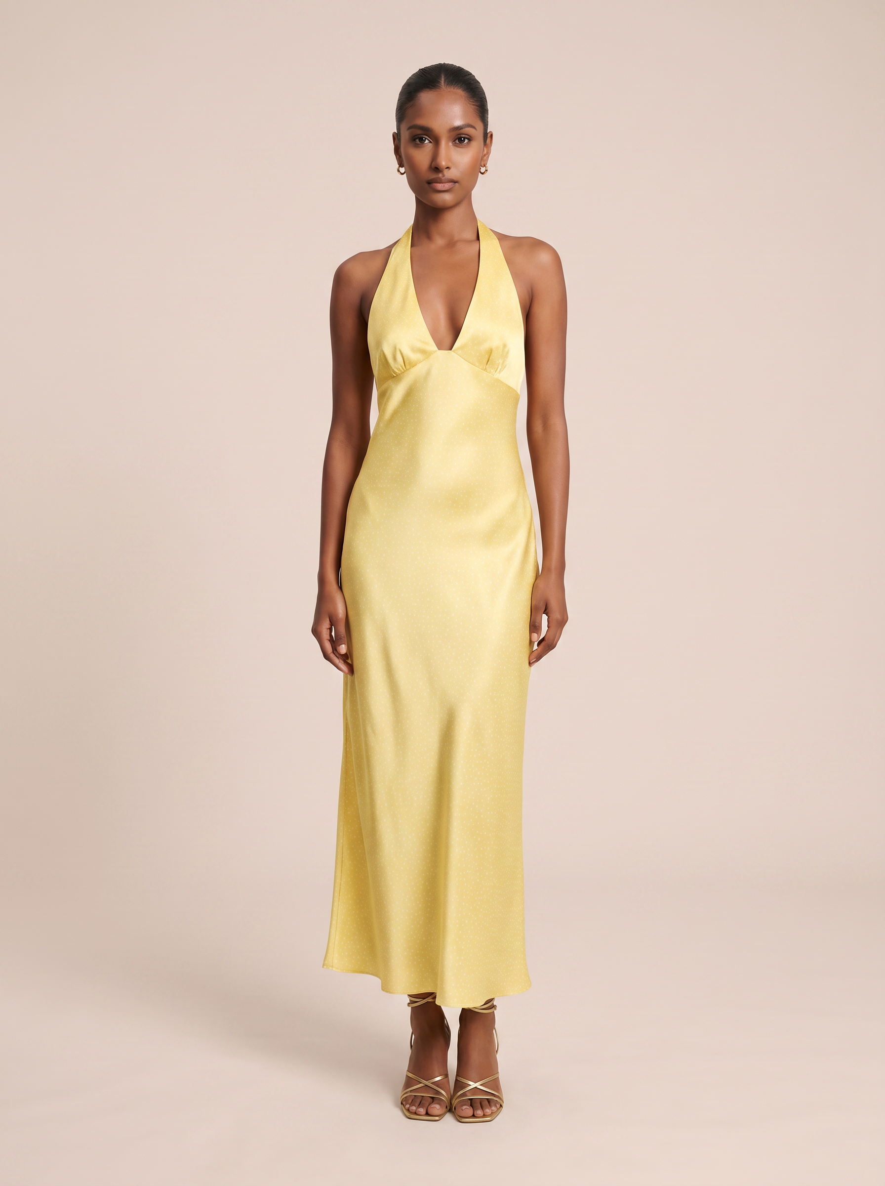 Lilra Yellow V Neck Sleeveless Maxi Dress