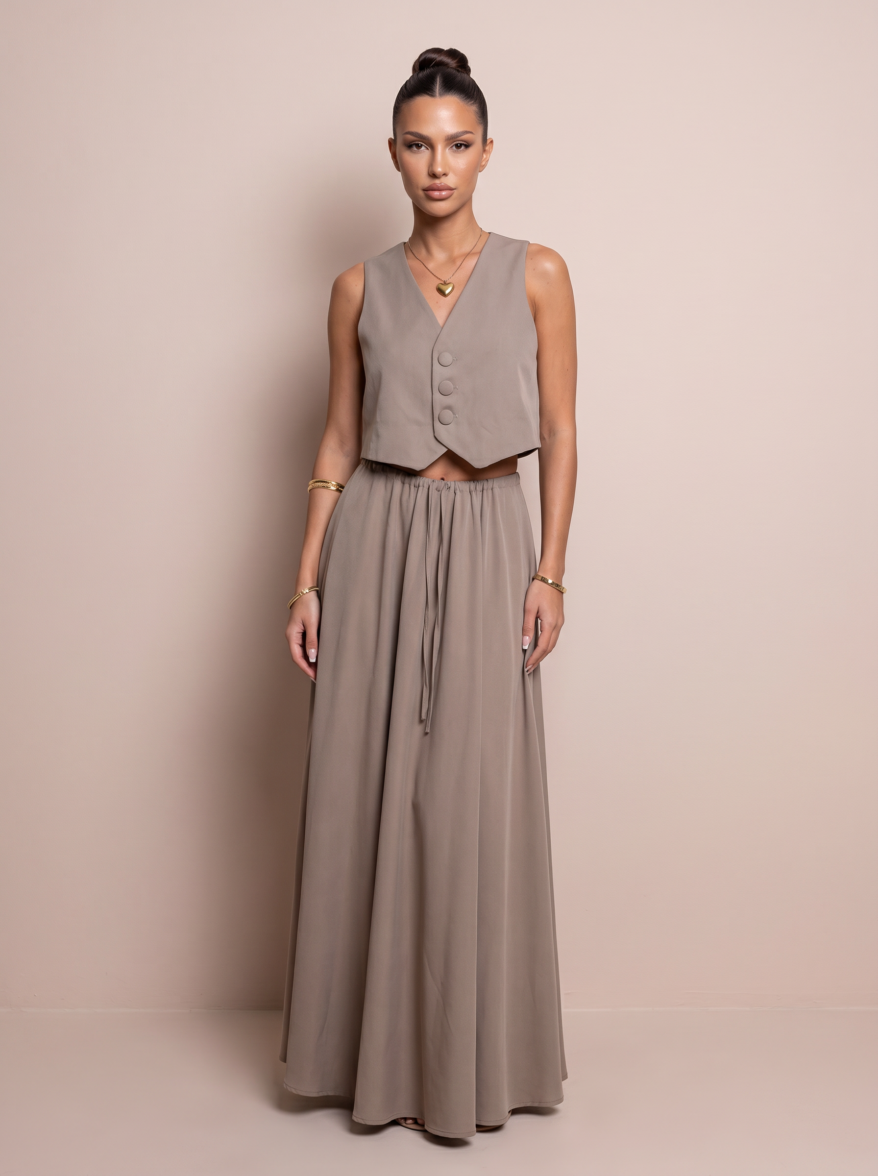 Louisa Two Piece Set Crop Top With High Waist Maxi Skirt Outfit