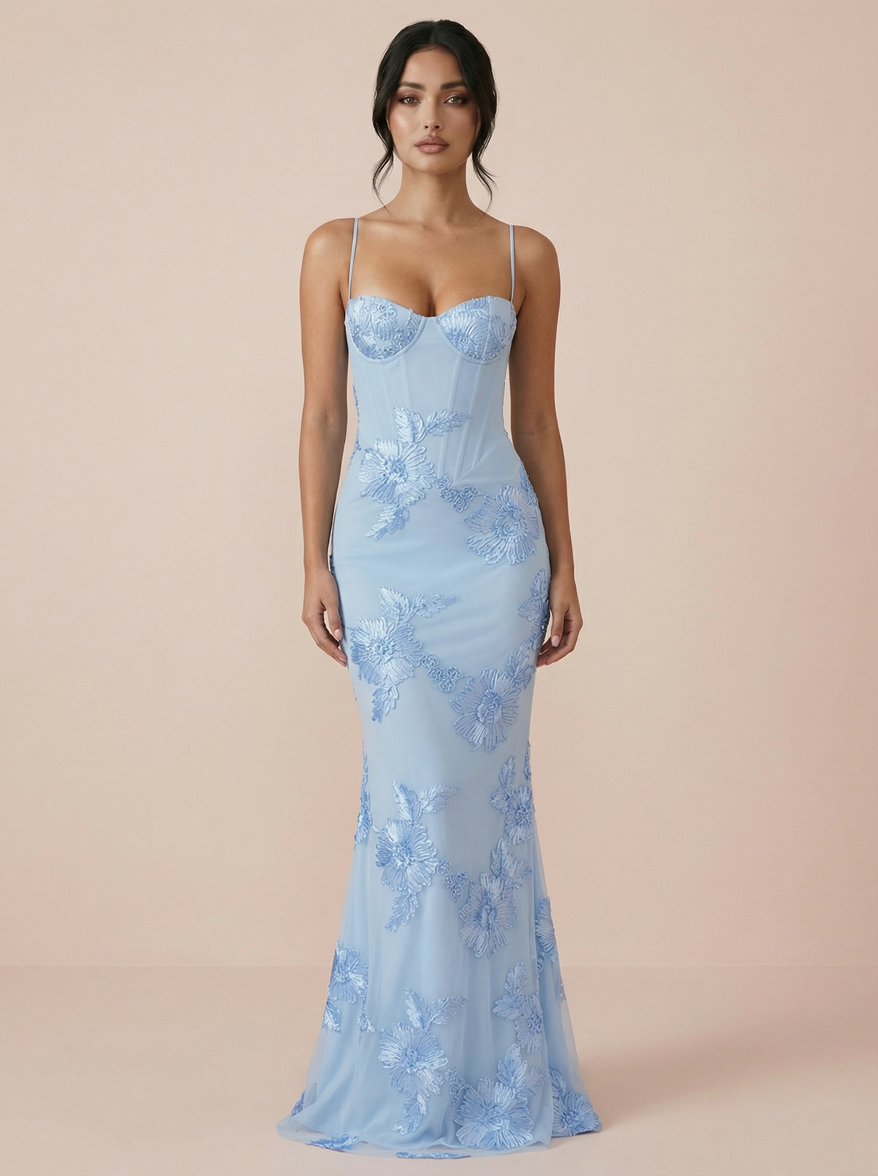 Renetta Floral Print Spaghetti Strap Backless Maxi Dress
