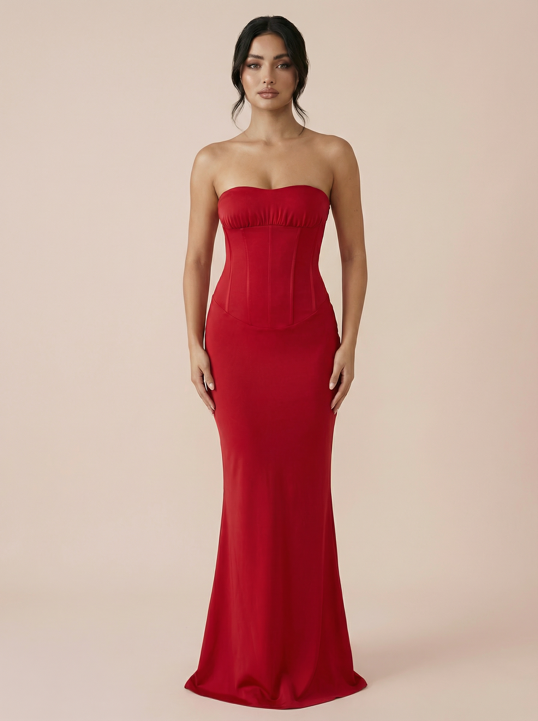 Zalia Off-shoulder Strapless Backess Maxi Dress