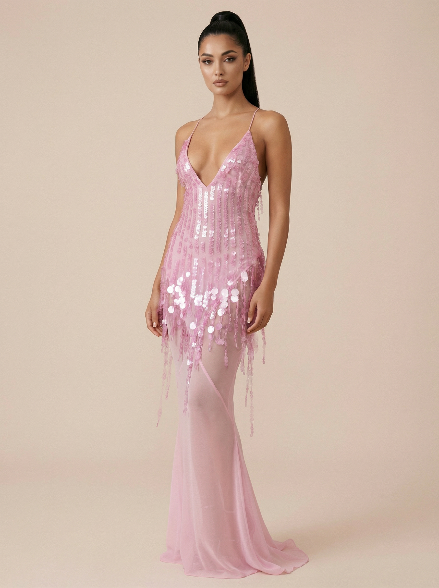 Elva Sequin Mermaid Bodycon Summer Maxi Dress