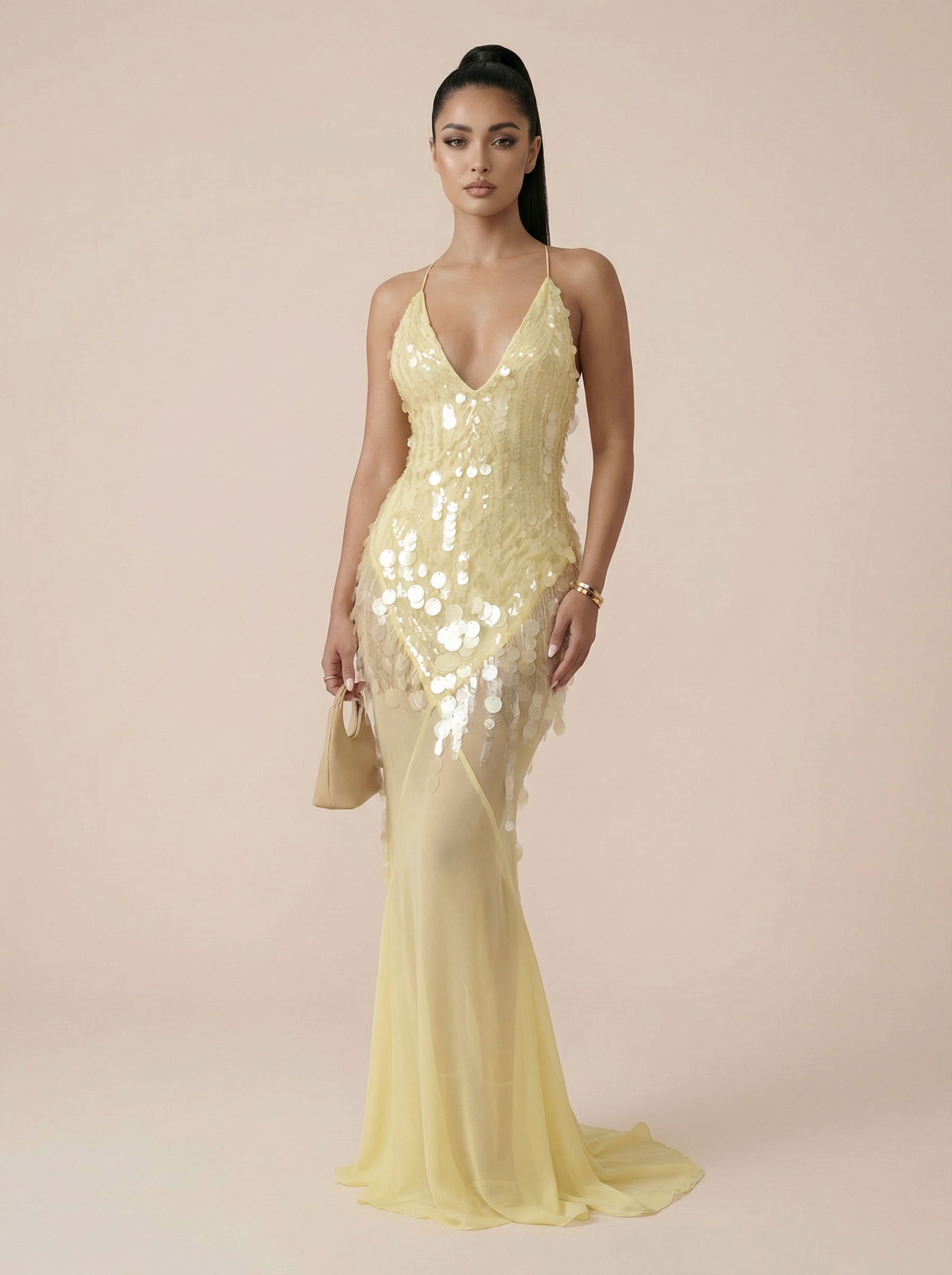 Elva Sequin Mermaid Bodycon Summer Maxi Dress