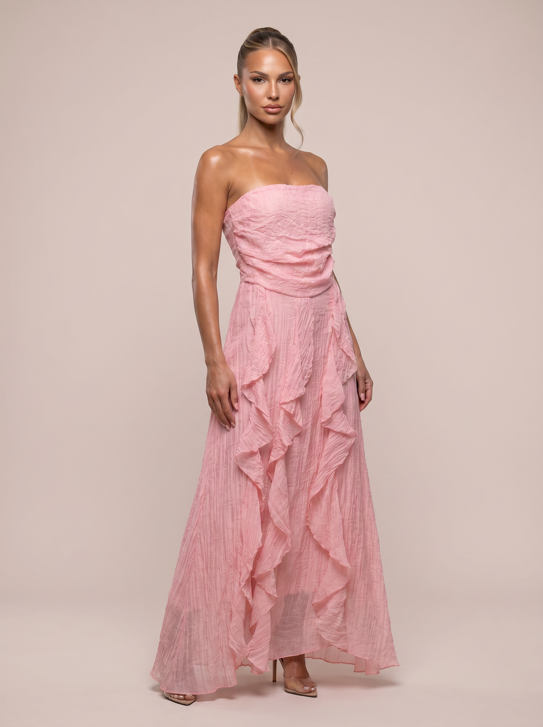 Tove Strapless Ruffle Beach Vacation Sundress Maxi Dress