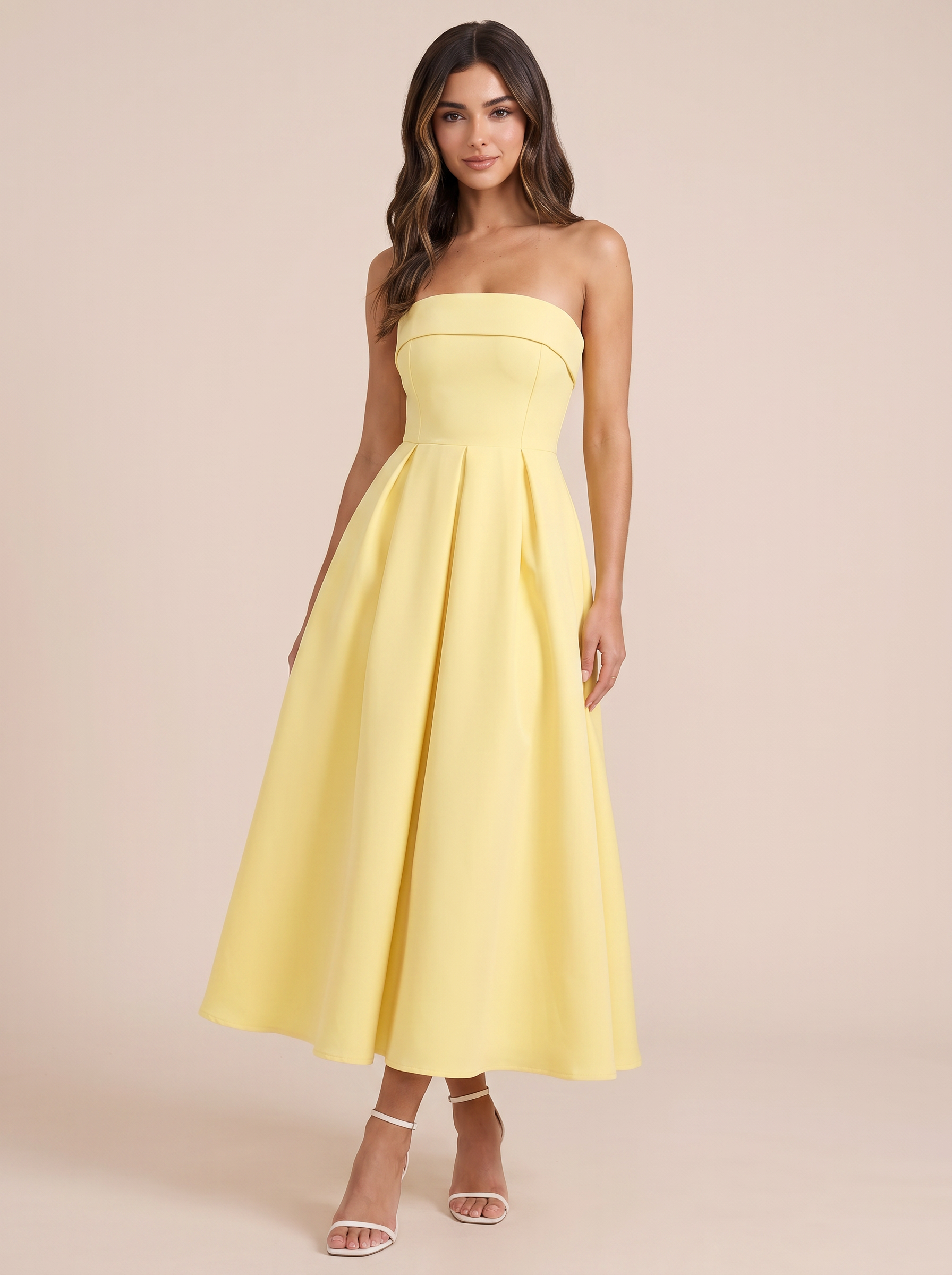 Martiza Off-shoulder Sleeveless A-line Midi Dress