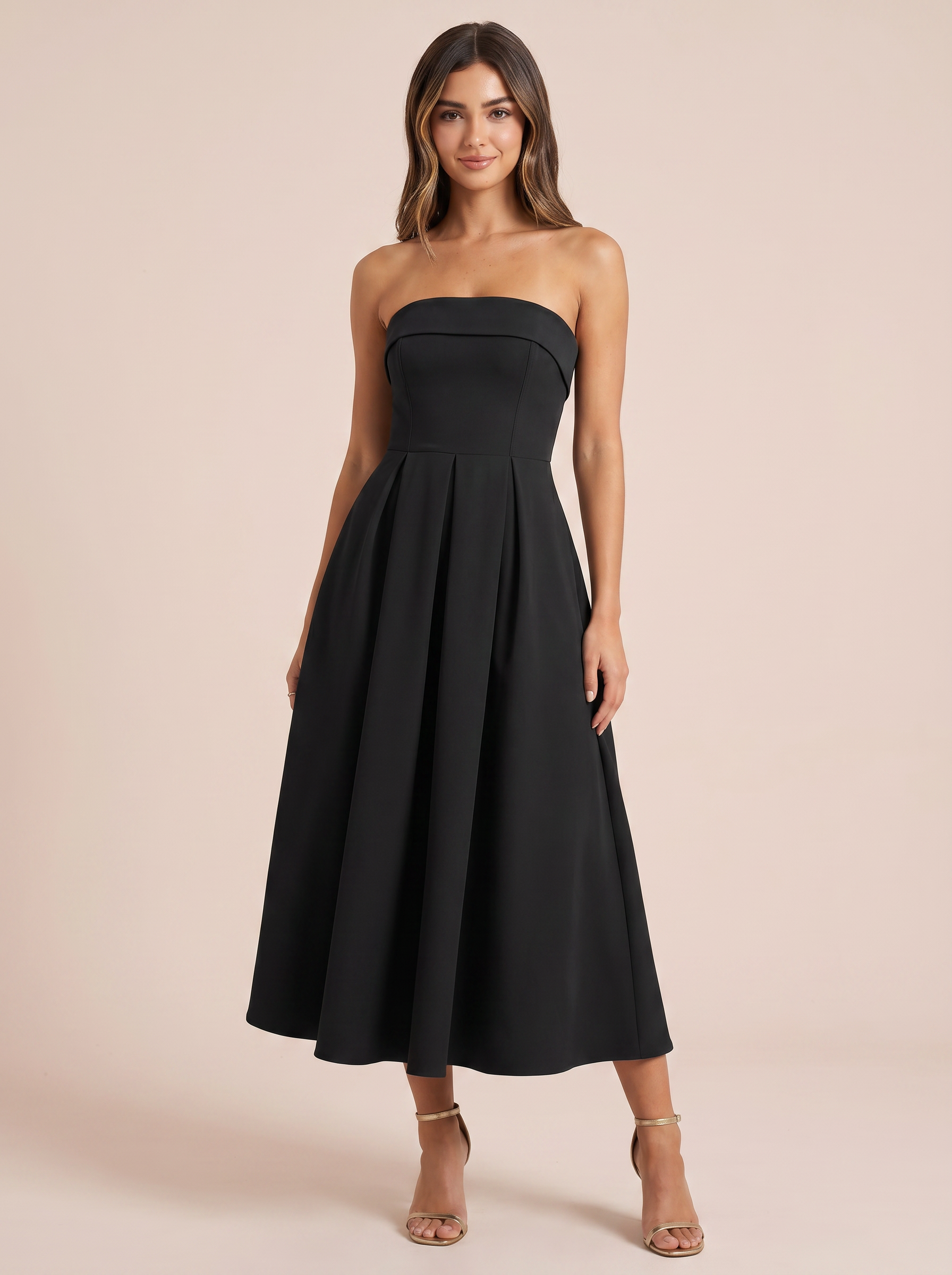 Martiza Off-shoulder Sleeveless A-line Midi Dress