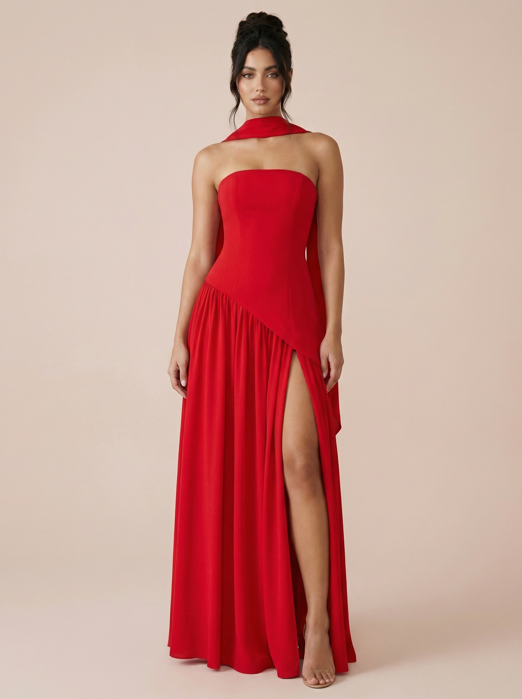 Raya Elegant Scarf Strapless Maxi Dress - Sale