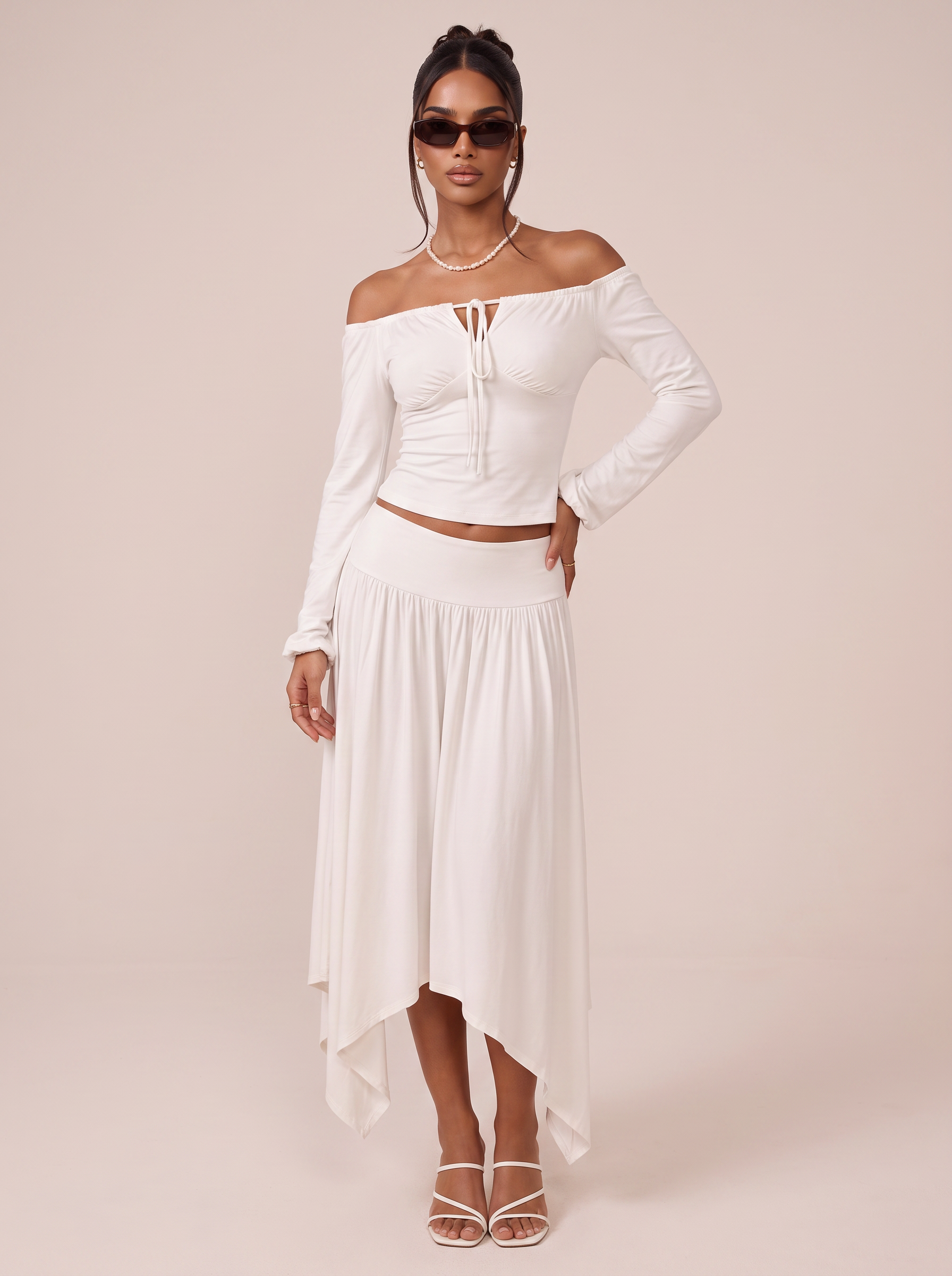 Ellie Off Shoulder Top & Maxi Skirt Two Piece Set Outfit 
