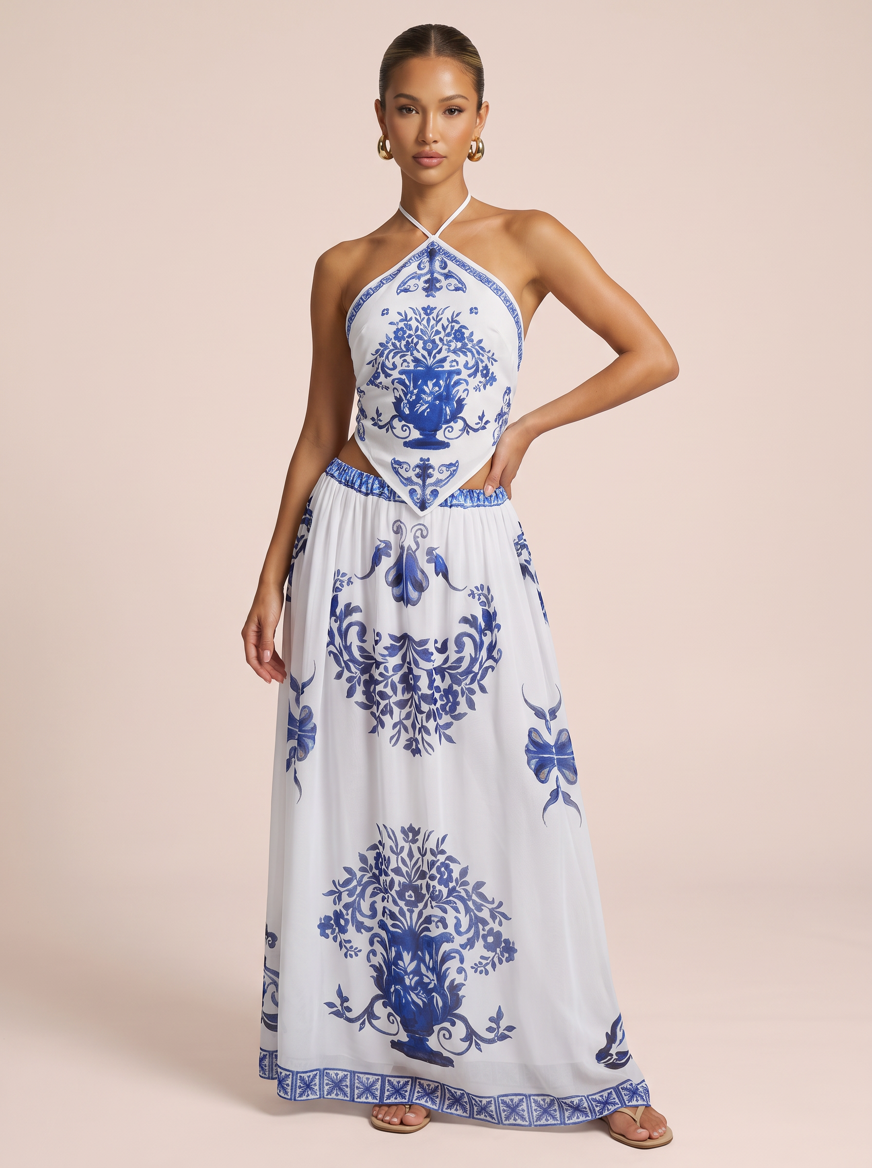 Molly Blue Printed Holiday Two Piece Set