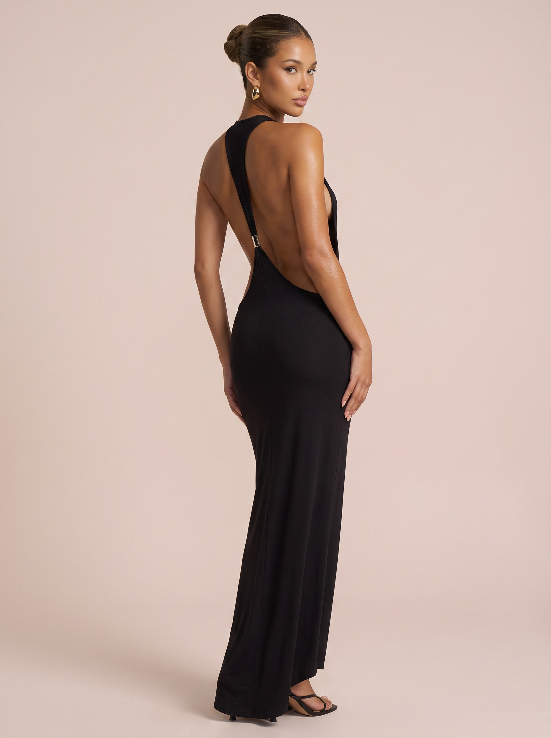 Orla Black Halter Neck Backless Maxi Dress 