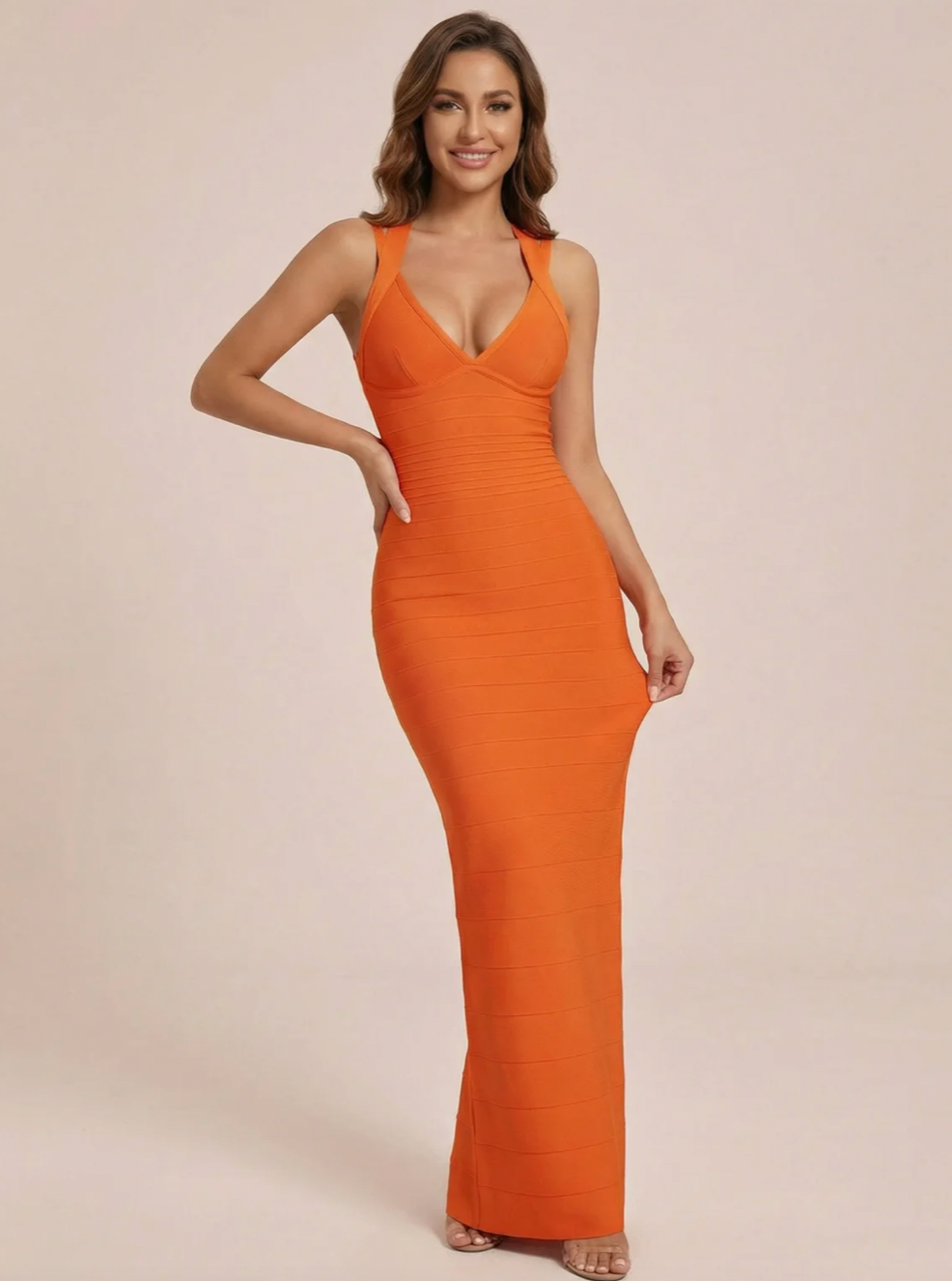 orange maxi dress bodycon India V NECK BANDAGE – Jaiella purple dance costume Style with strappy heeled Size:Custom made ( See details below) padme -Black Leather Gown