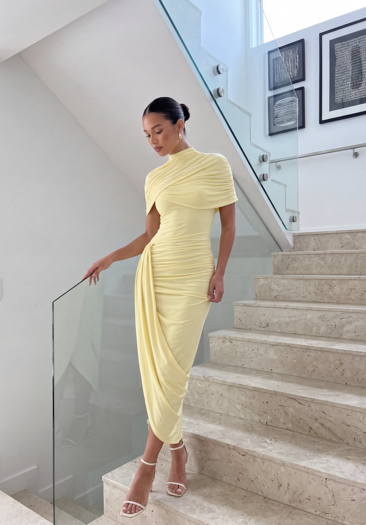 Naomi Draped Bodycon Backless Elegant Midi Dress