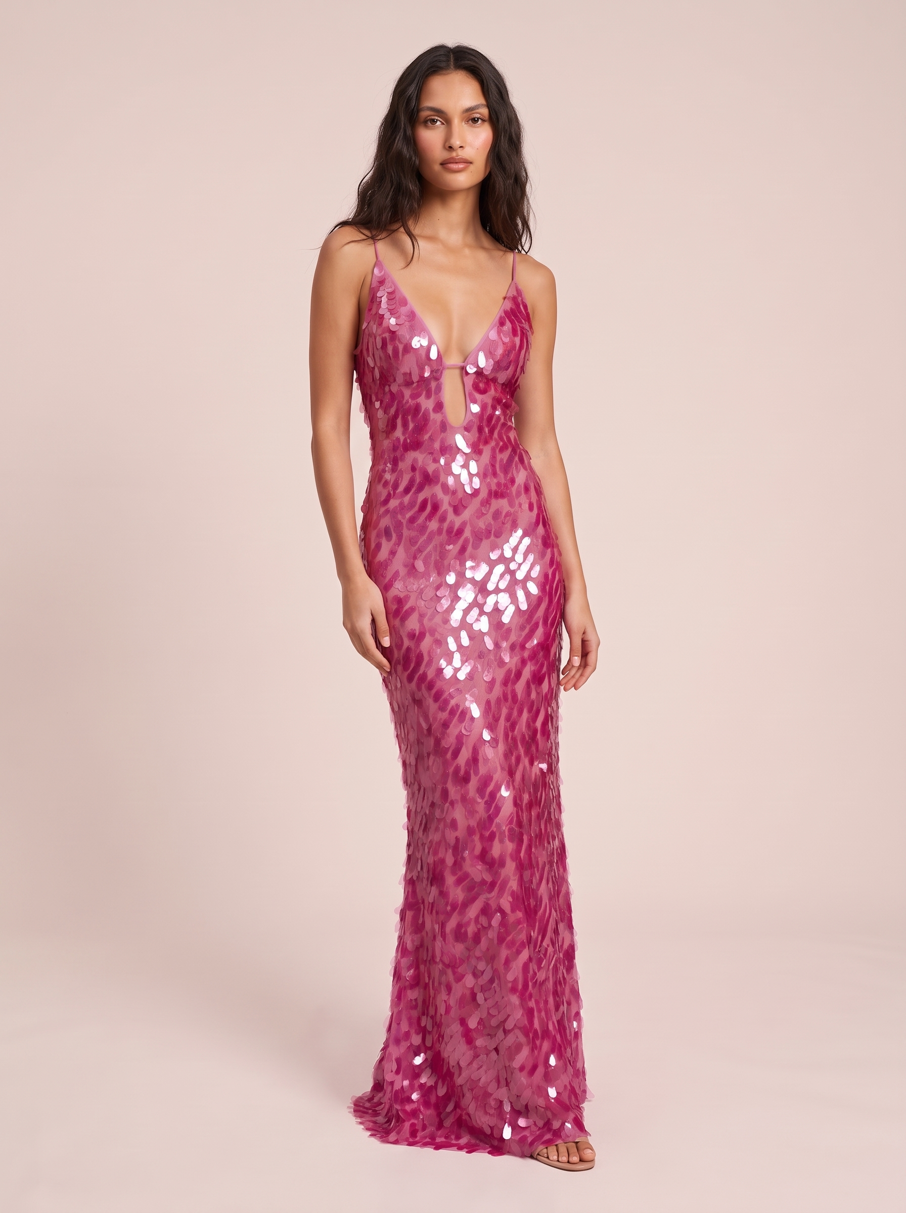 Stella Pink Sequin Mermaid Maxi Dress