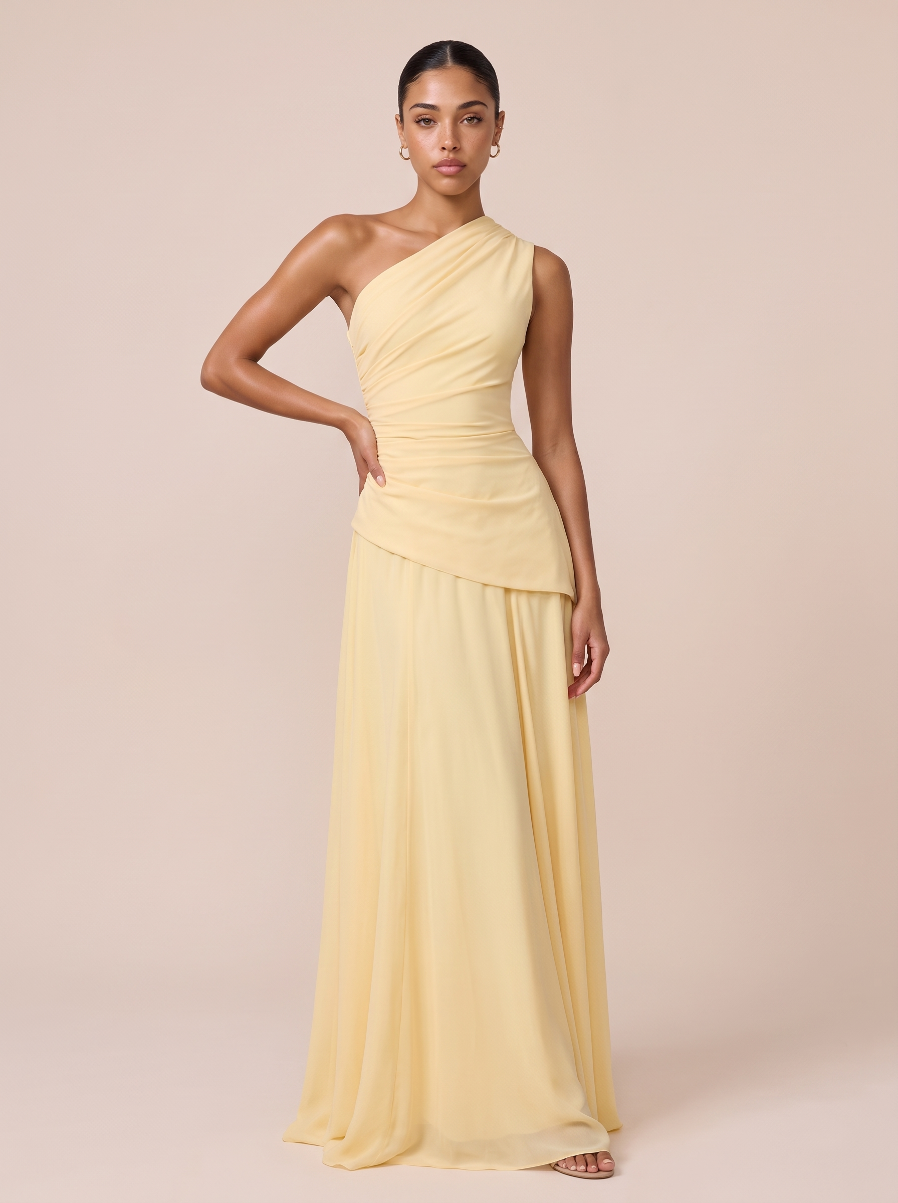 Roxie Pleated One Strap Shoulder Sleeveless Maxi Dress