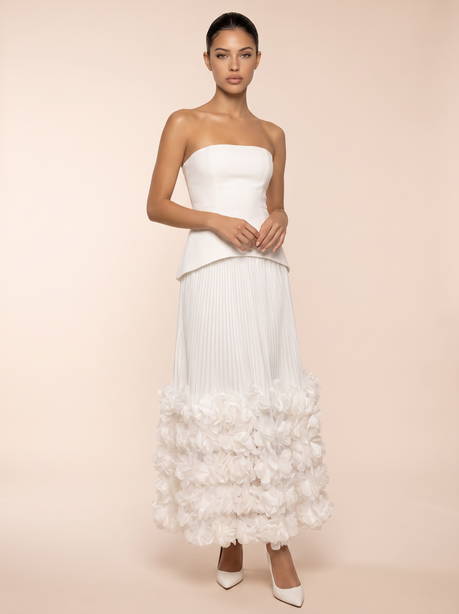 Tania Strapless Floral Pleated Skirt & Top Two-Piece Set