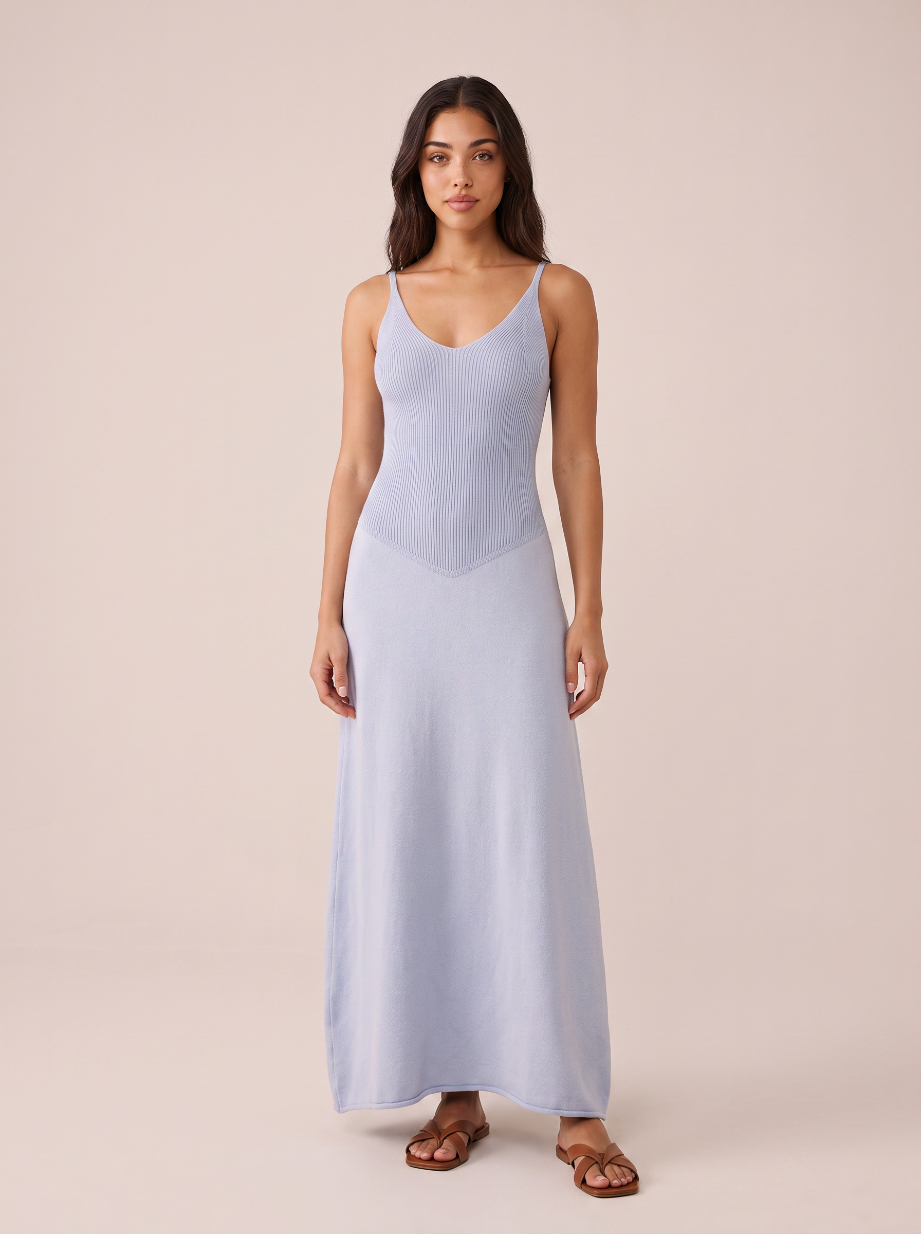 Corinne Knitted Ribbed Sleeveless Maxi Dress