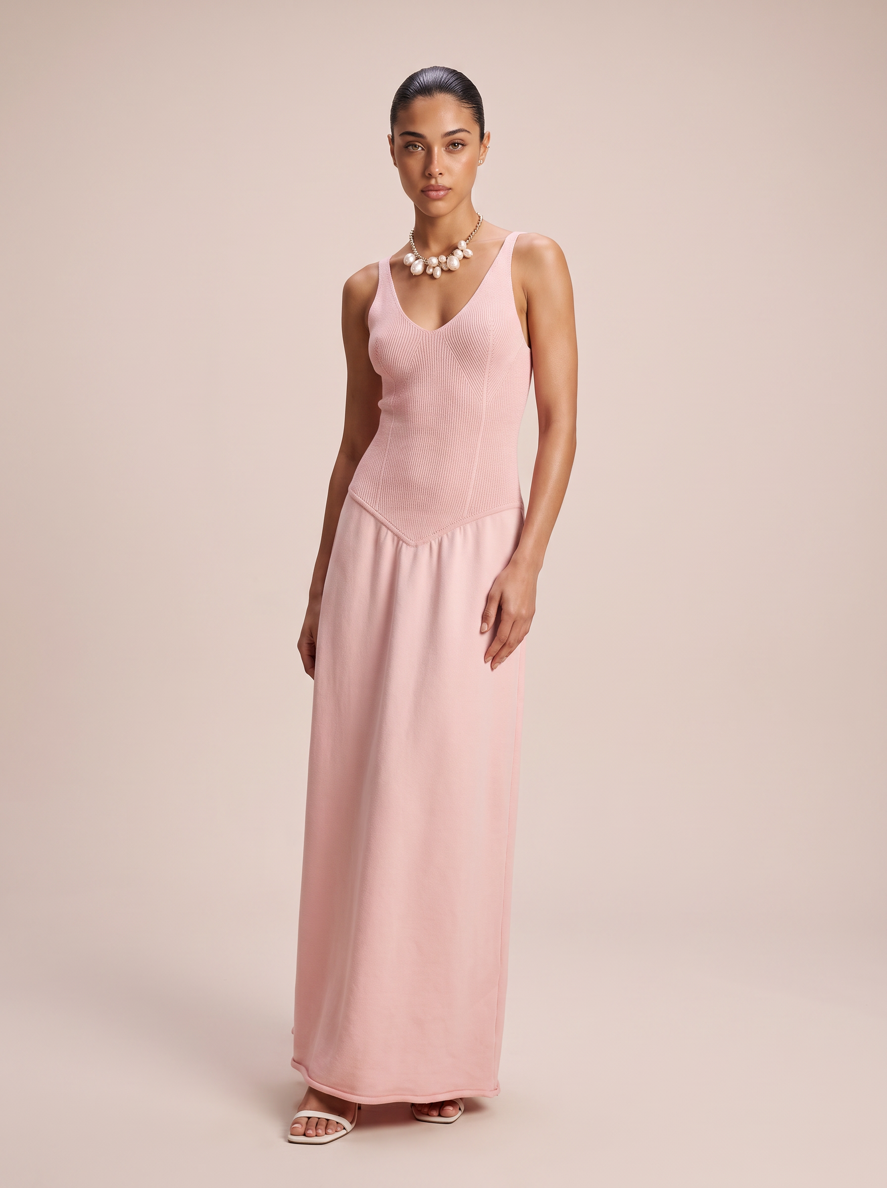 Corinne Knitted Ribbed Sleeveless Maxi Dress