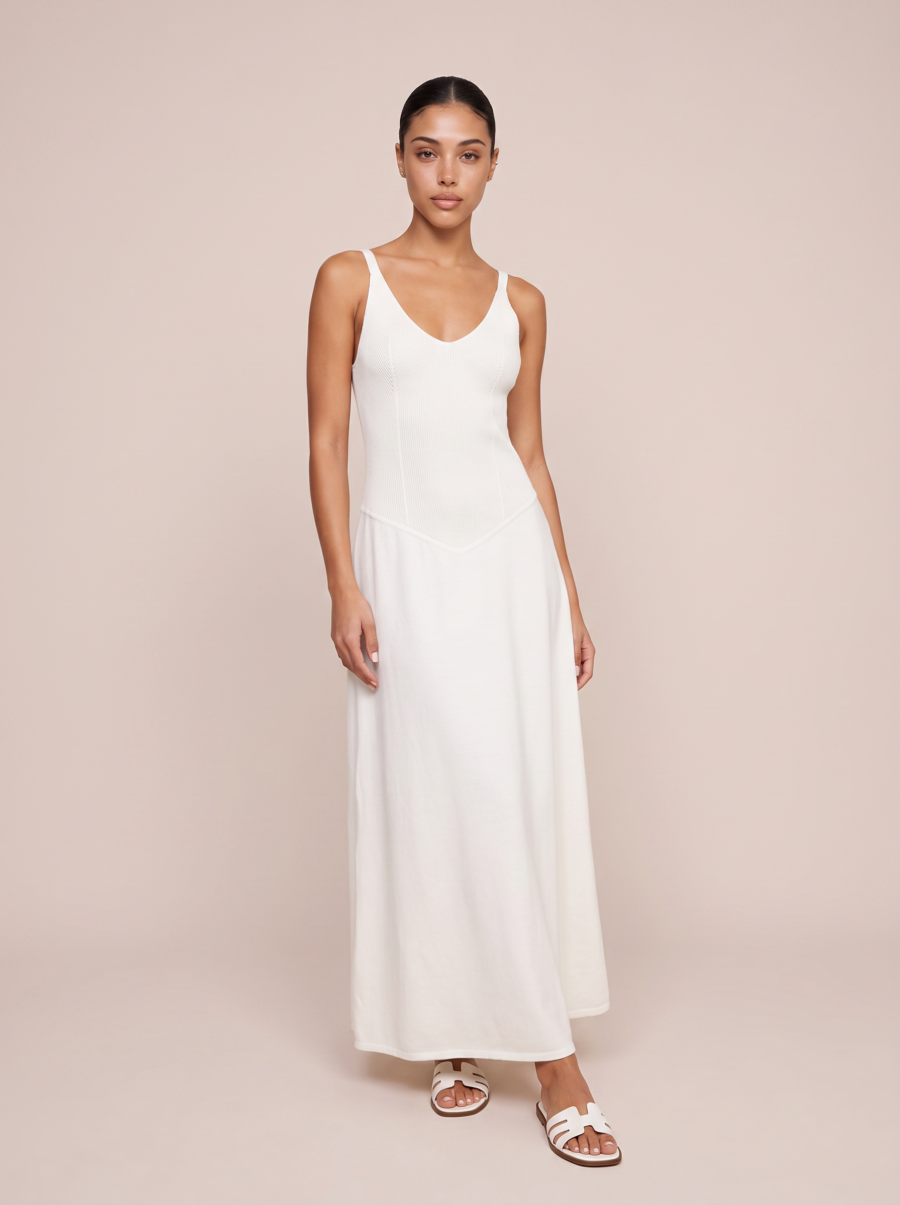 Corinne Knitted Ribbed Sleeveless Maxi Dress