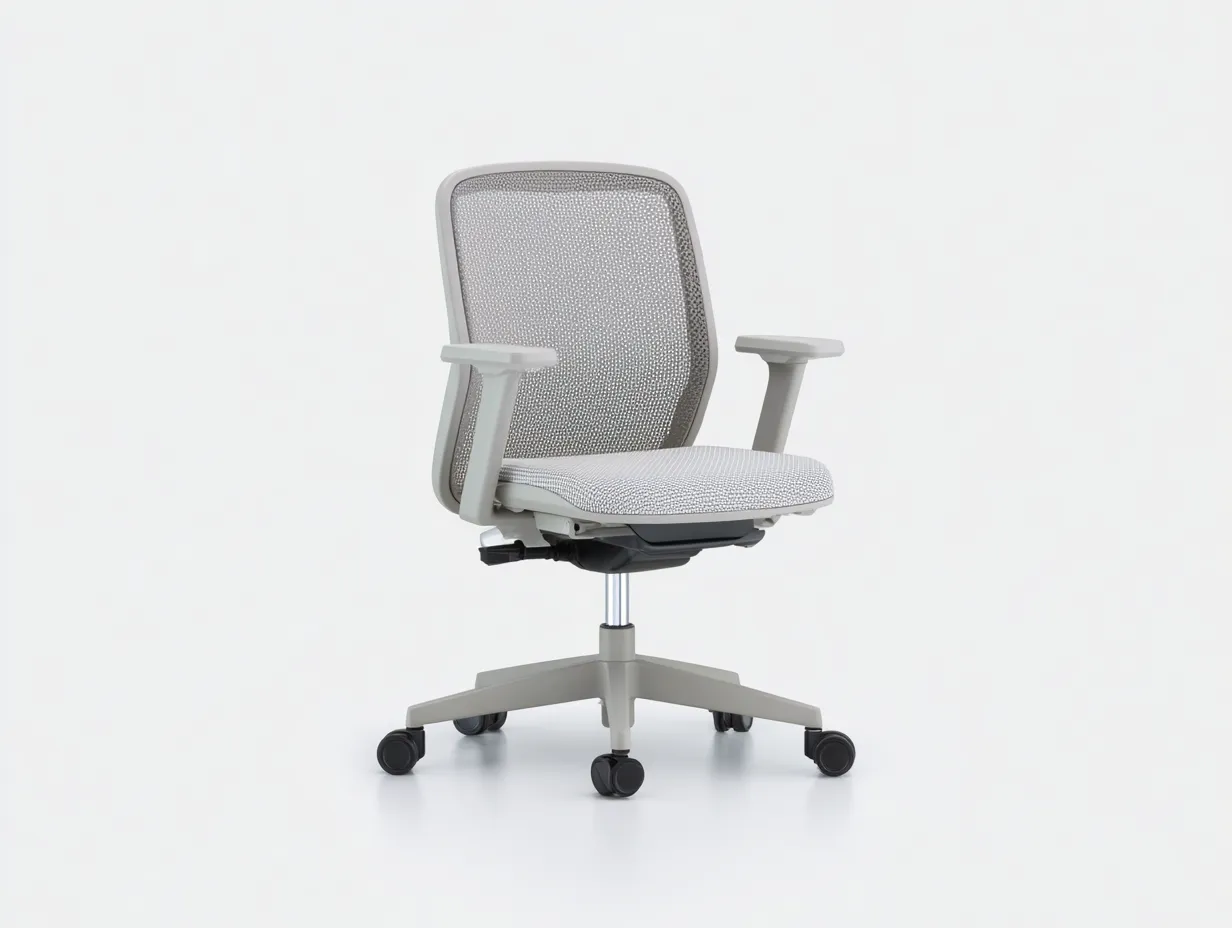 Silla De Oficina de malla 66x70x101 cm - gris claro y blanco - ajustable para oficina-Dozenmidecor