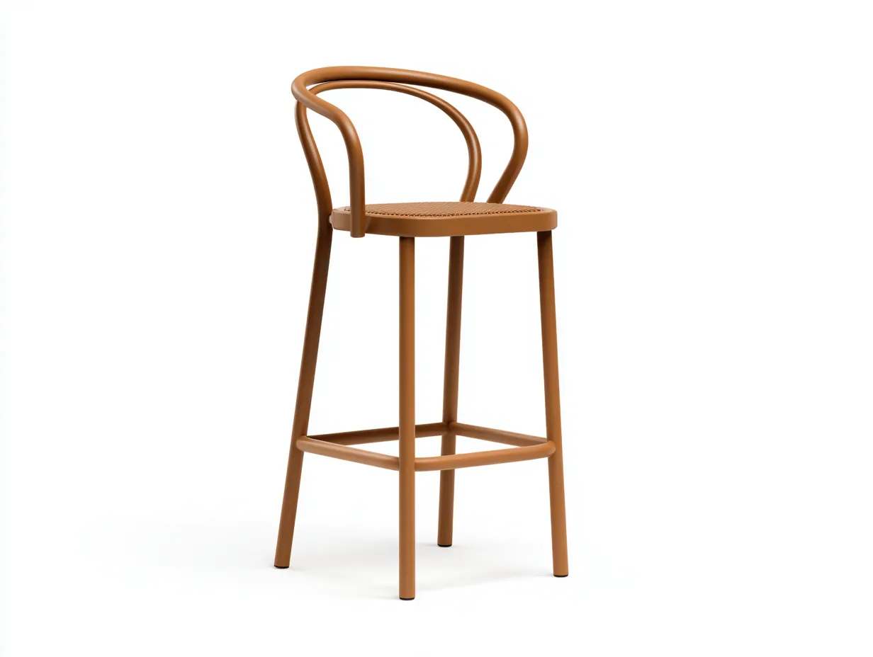 Taburete De Bar curvo 49x47x101 cm - marrón caramelo - respaldo redondo para exterior-Dozenmidecor