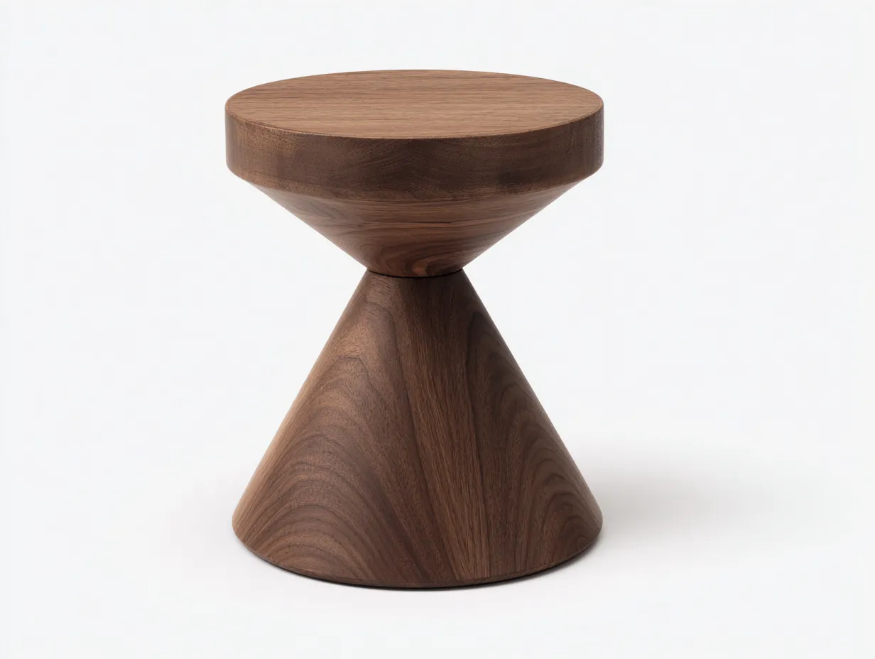 Mesa Auxiliar de madera 45x45x50 cm - nogal - forma geométrica para salón-Dozenmidecor