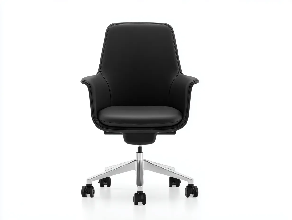 Silla De Oficina de piel sintética 68x72x96 cm - negro y cromado - brazos integrados para oficina-Dozenmidecor