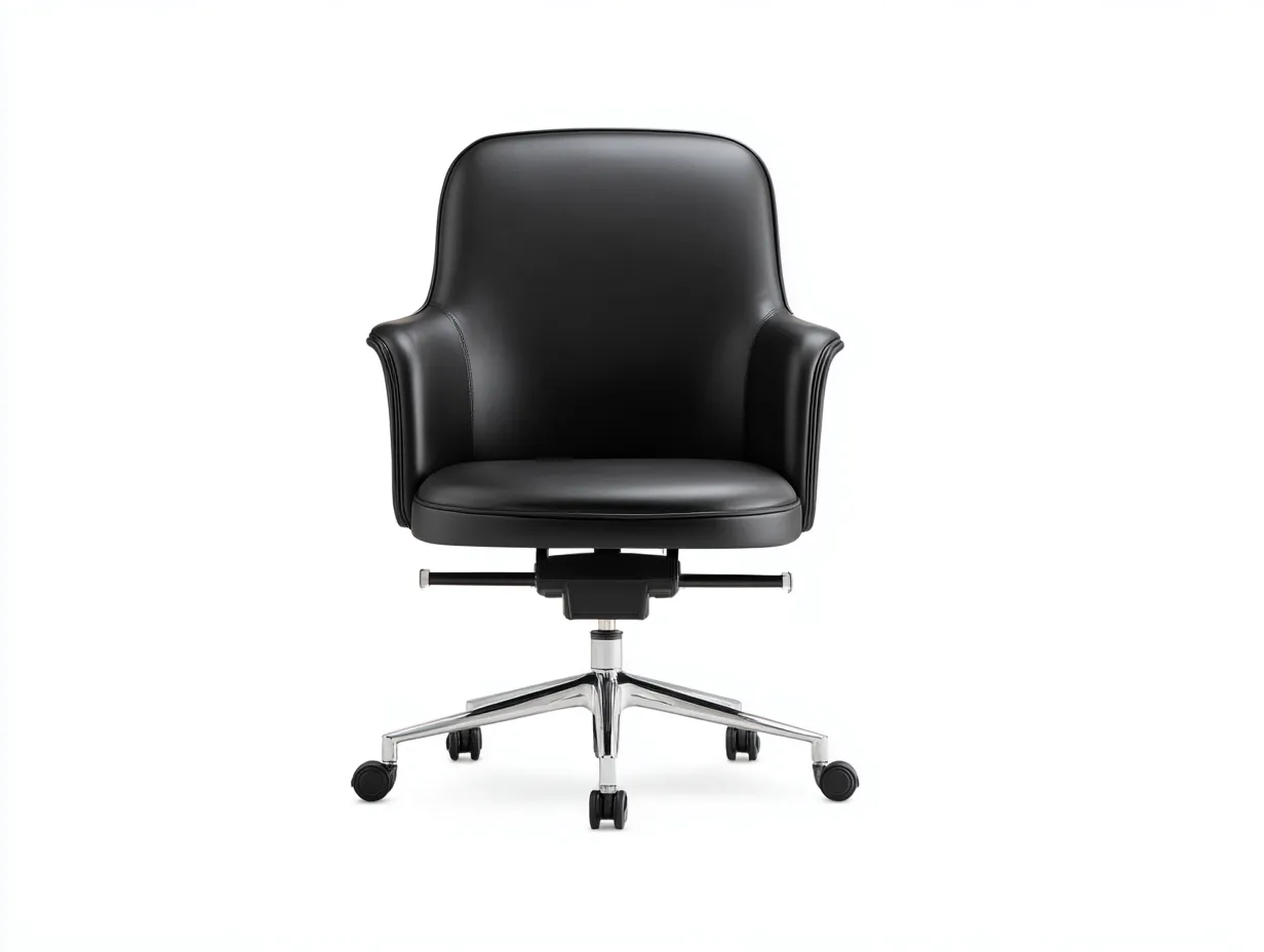 Silla De Oficina de piel 68x71x94 cm - negro y cromado - con brazos para oficina-Dozenmidecor