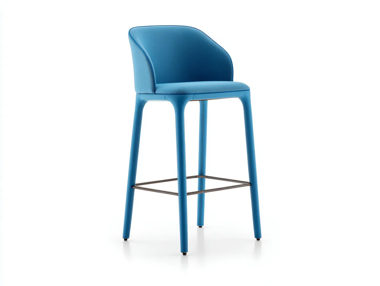 Taburete De Bar tapizado 48x52x105 cm - azul turquesa - con respaldo curvo para exterior-Dozenmidecor