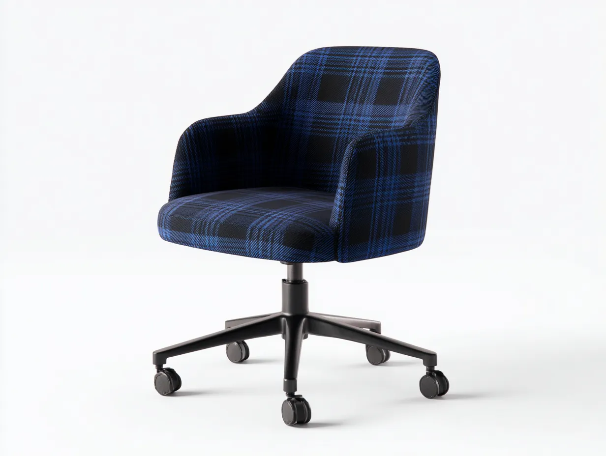 Silla De Oficina tapizada 67x70x90 cm - azul y negro - con ruedas para oficina-Dozenmidecor