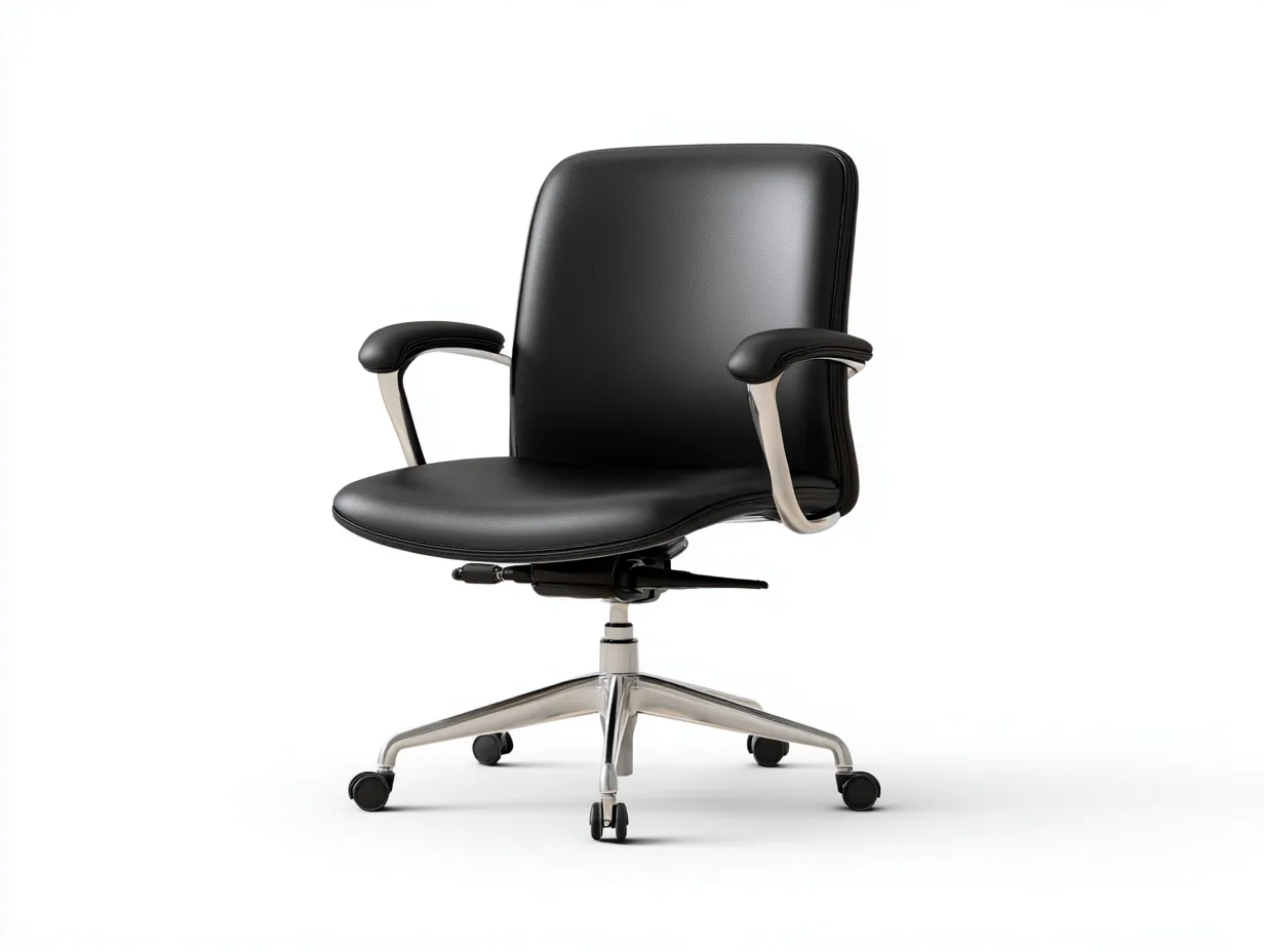 Silla De Oficina de piel sintética 67x72x94 cm - negro y cromado - giratoria para oficina-Dozenmidecor